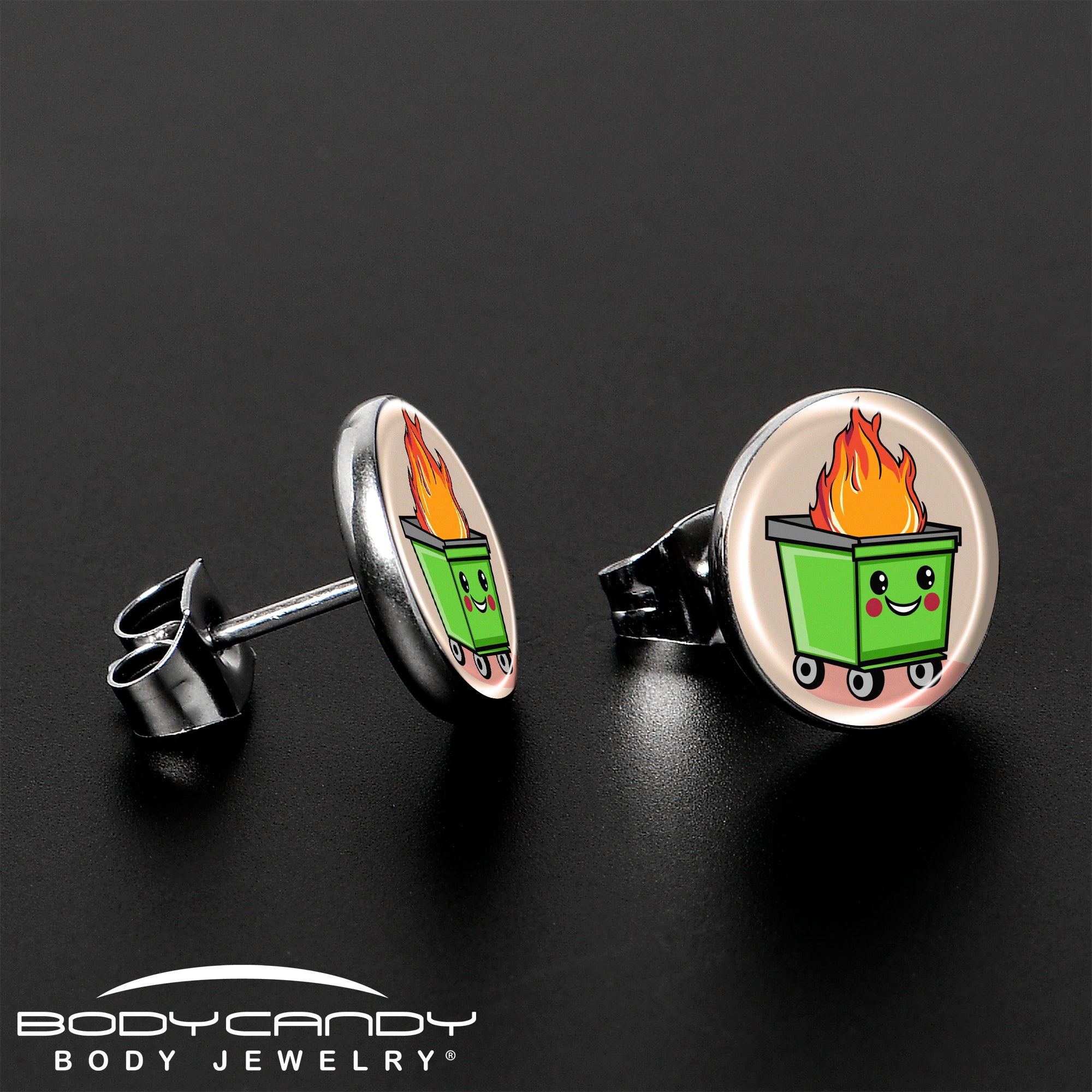 Fun and unique dumpster fire earrings for a playful look