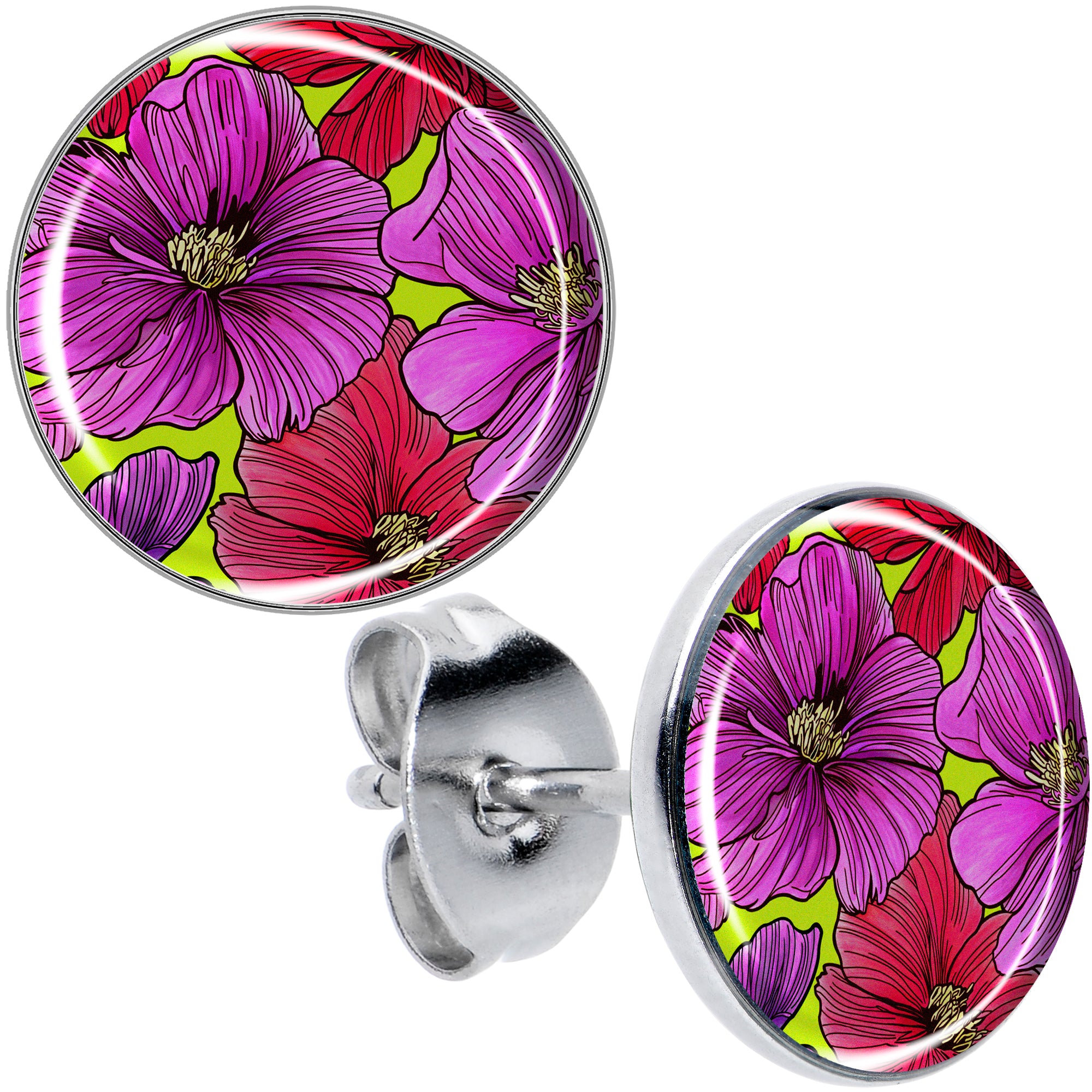 Blossom Creation Tropical Floral Flowers Stud Earrings