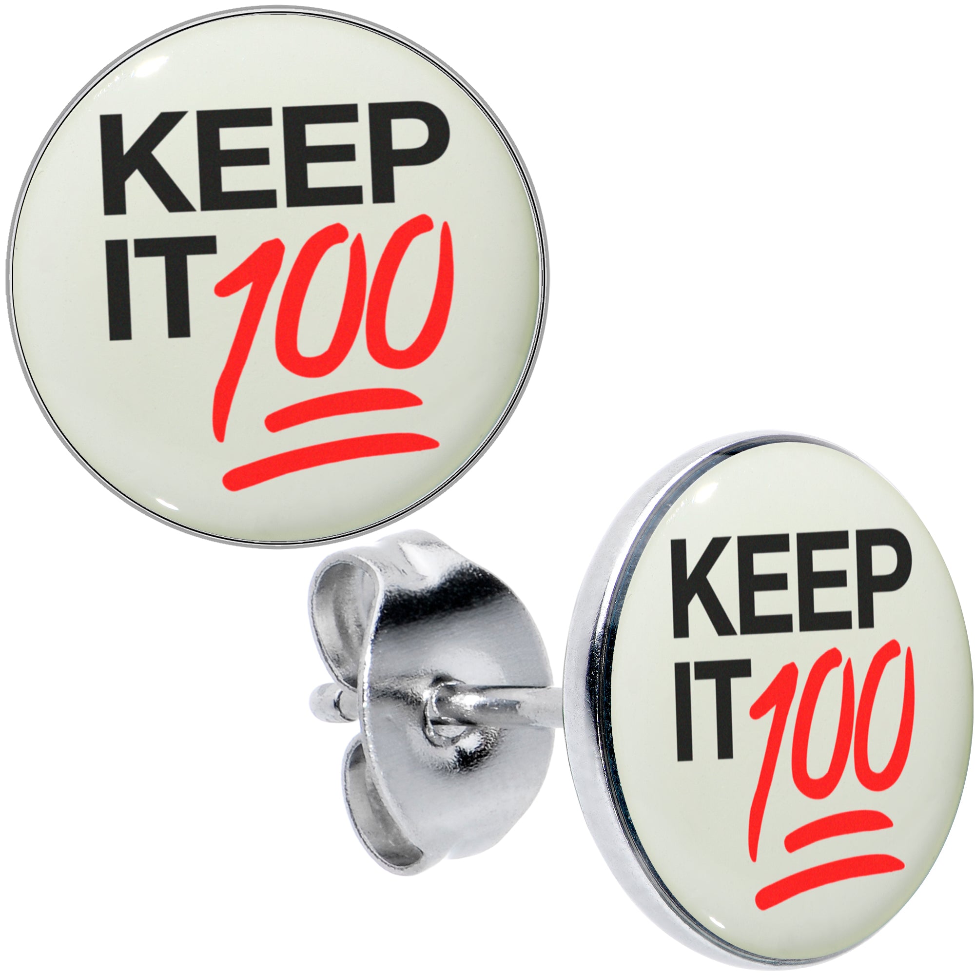 Keep it 100 Glow in the Dark Stud Earrings