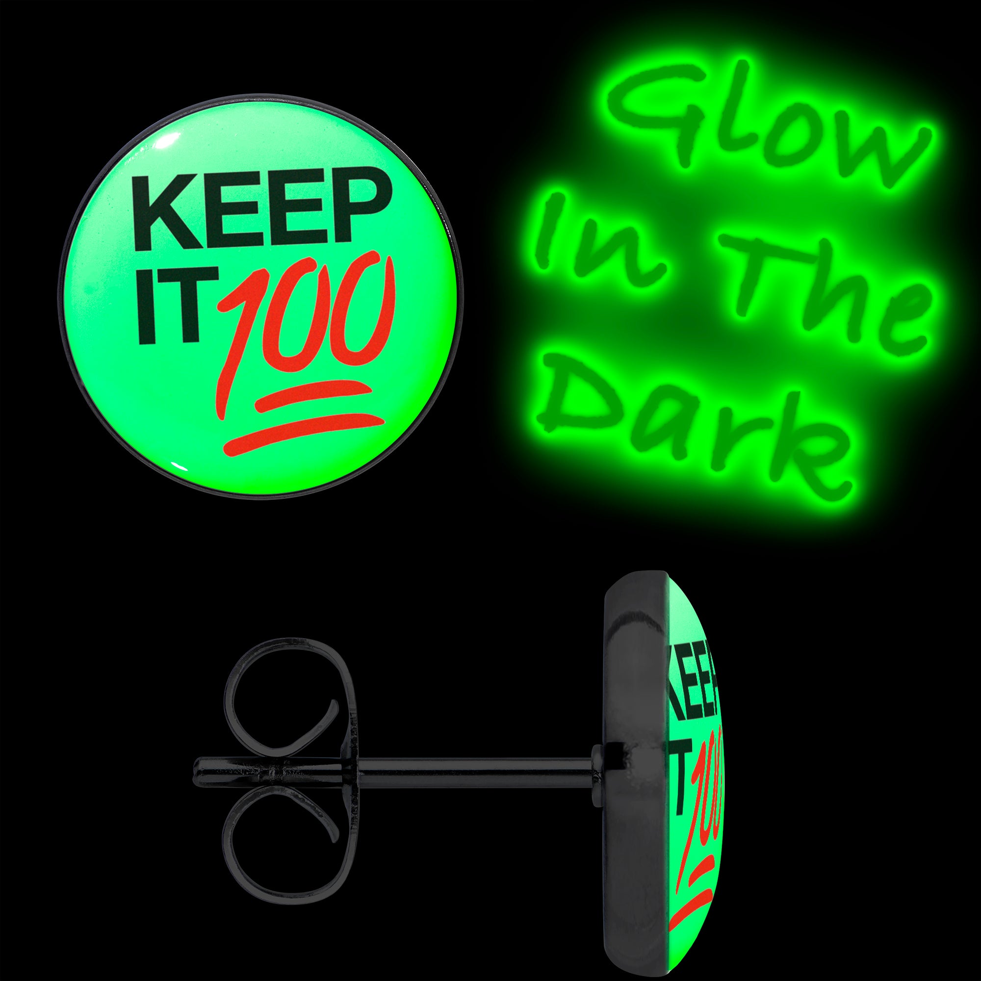 Keep it 100 Glow in the Dark Stud Earrings