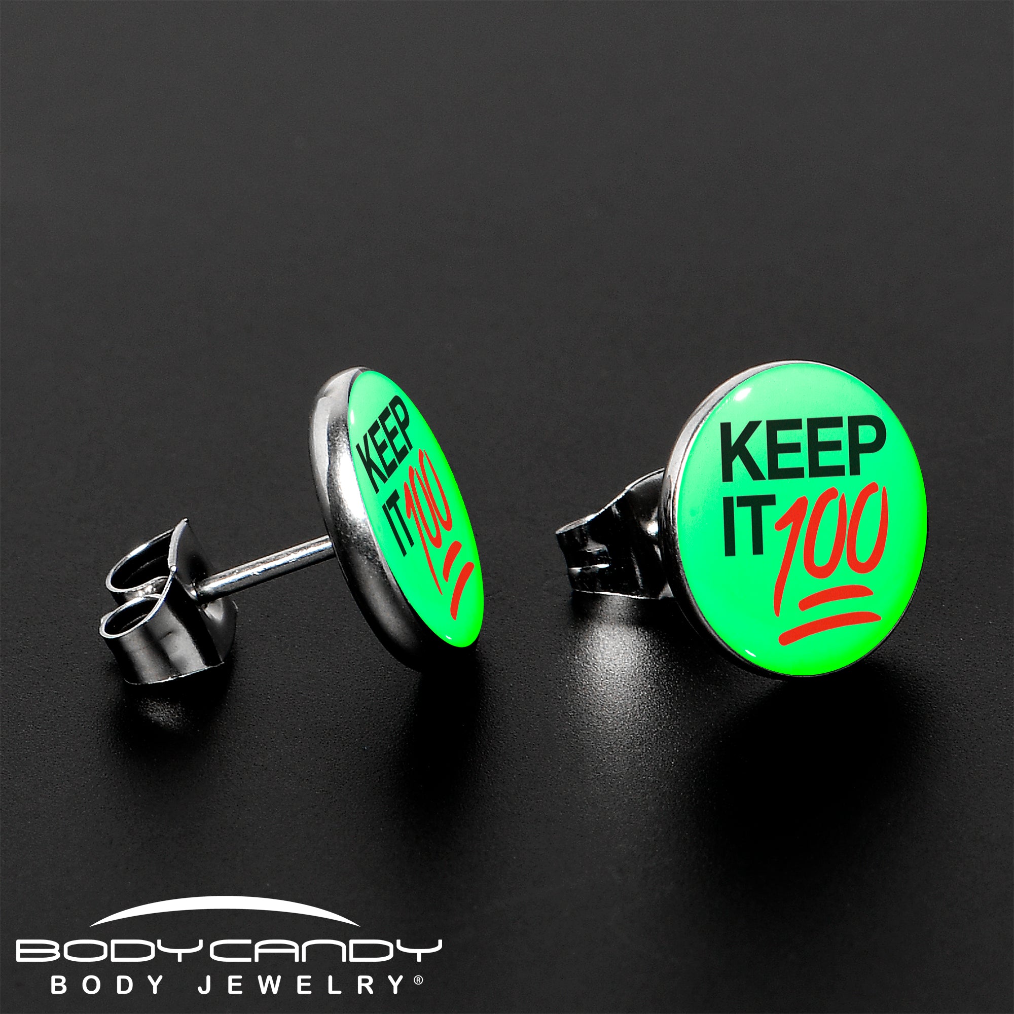 Keep it 100 Glow in the Dark Stud Earrings