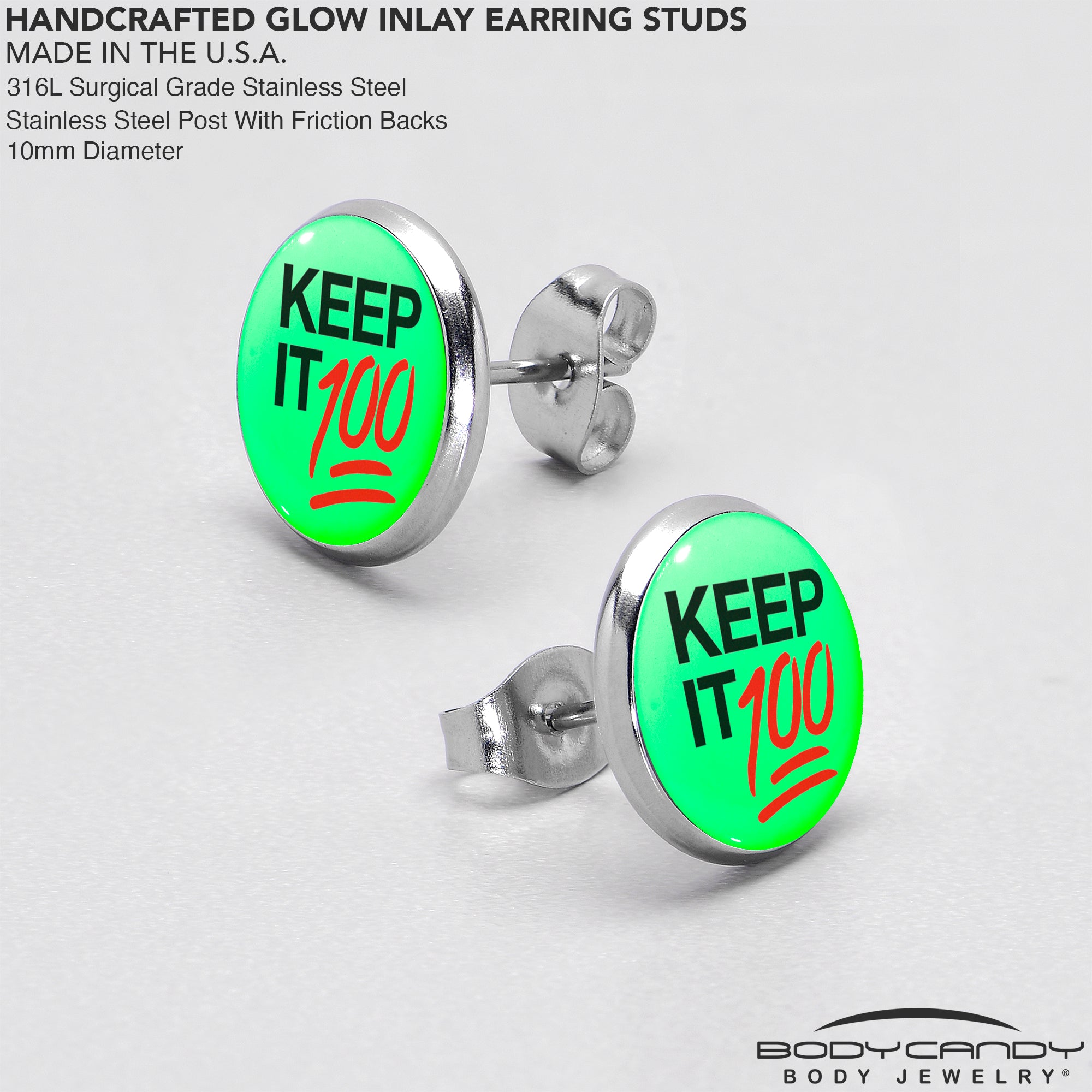 Keep it 100 Glow in the Dark Stud Earrings