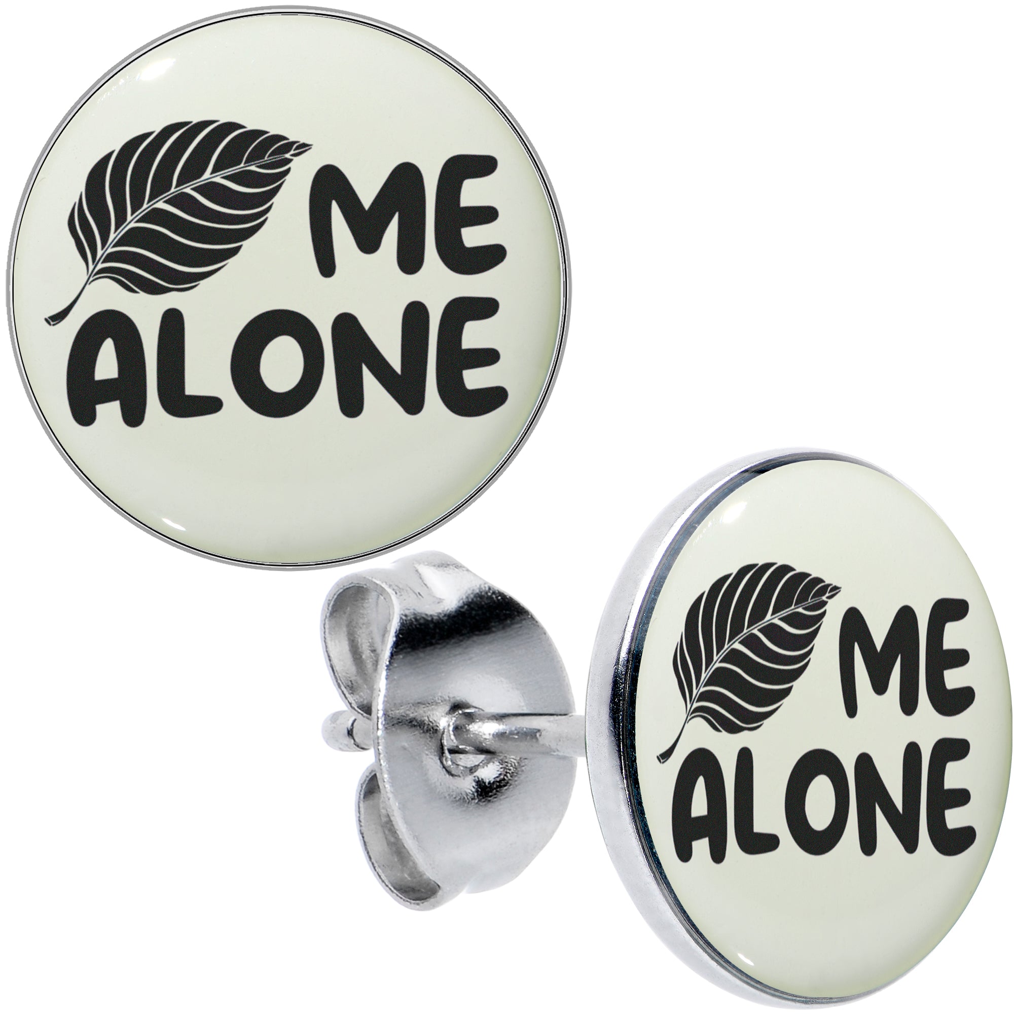 Leaf Me Alone Glow in the Dark Stud Earrings