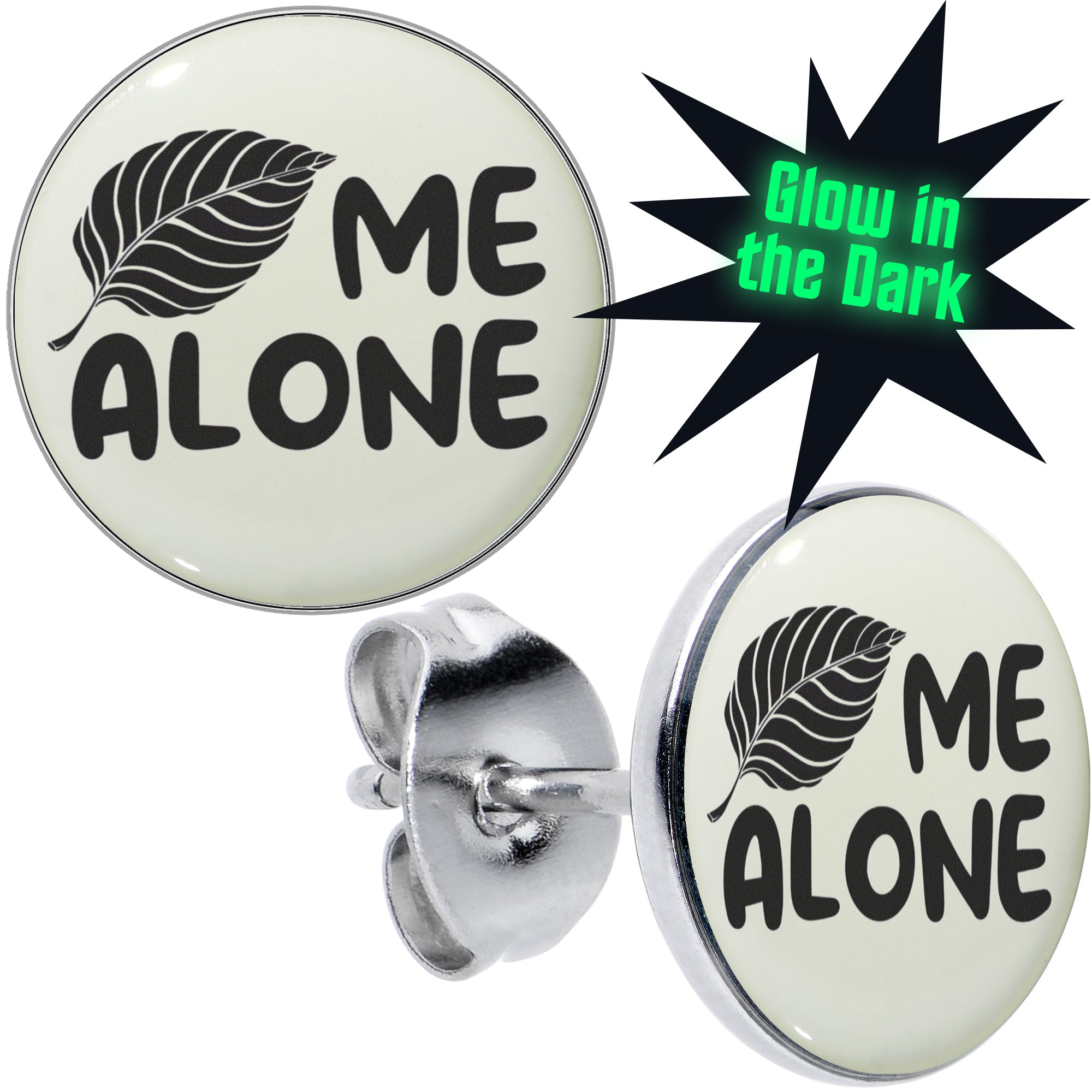 Leaf Me Alone Glow in the Dark Stud Earrings