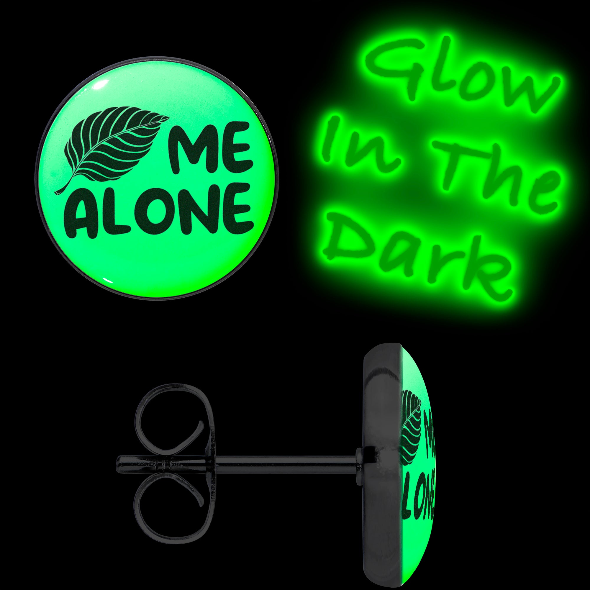 Leaf Me Alone Glow in the Dark Stud Earrings