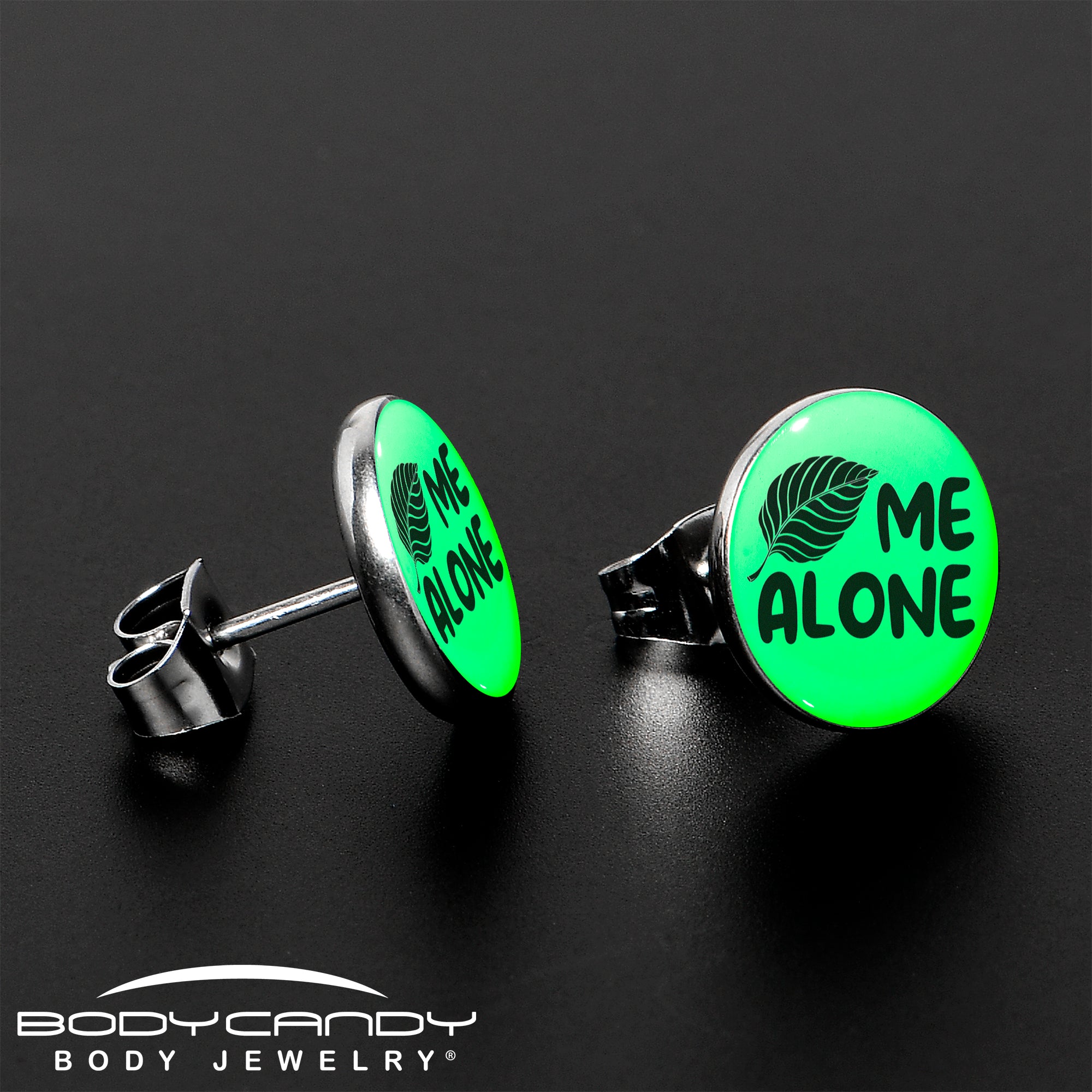 Leaf Me Alone Glow in the Dark Stud Earrings