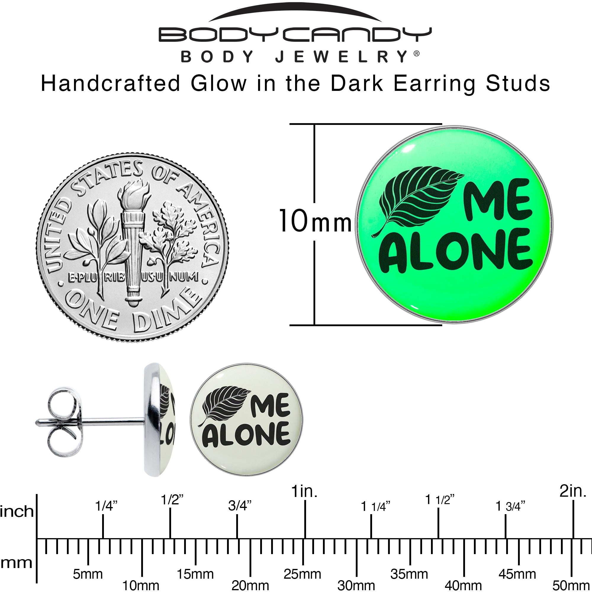 Leaf Me Alone Glow in the Dark Stud Earrings