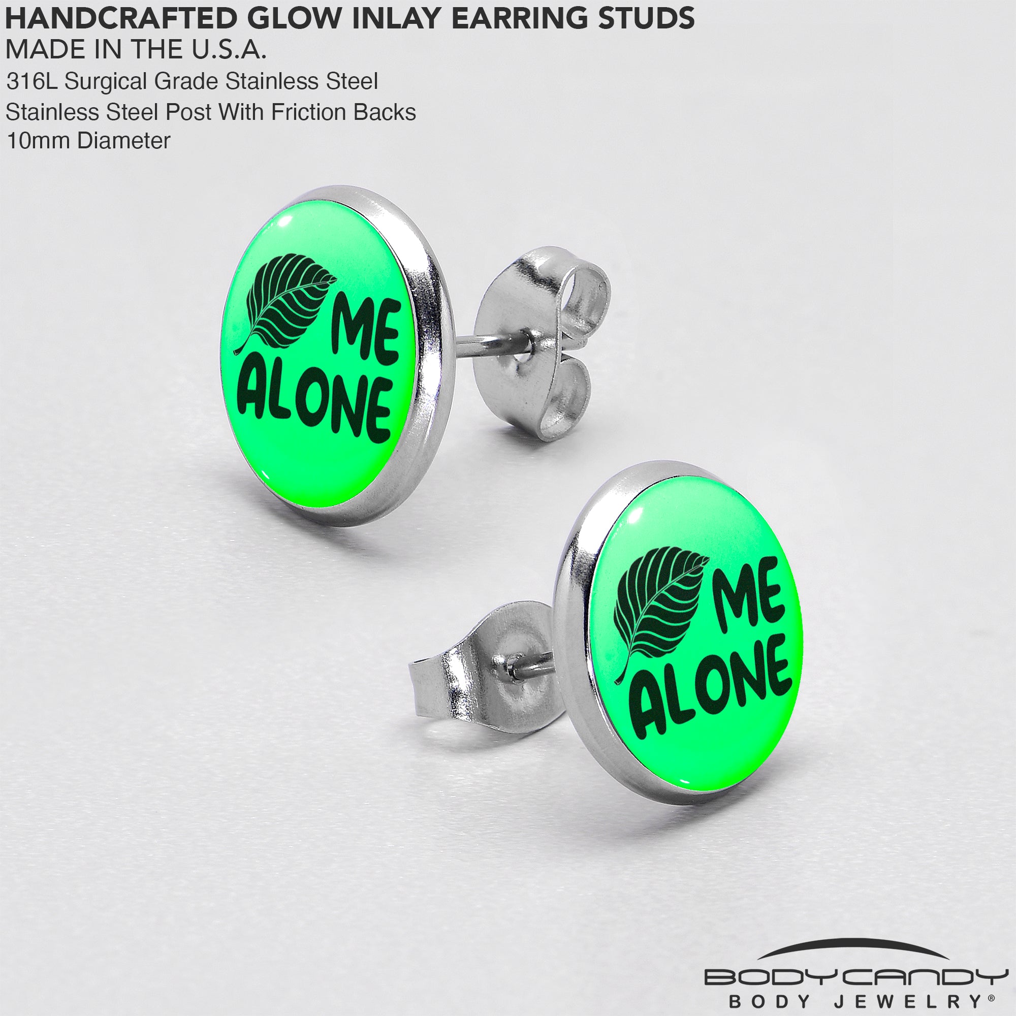 Leaf Me Alone Glow in the Dark Stud Earrings