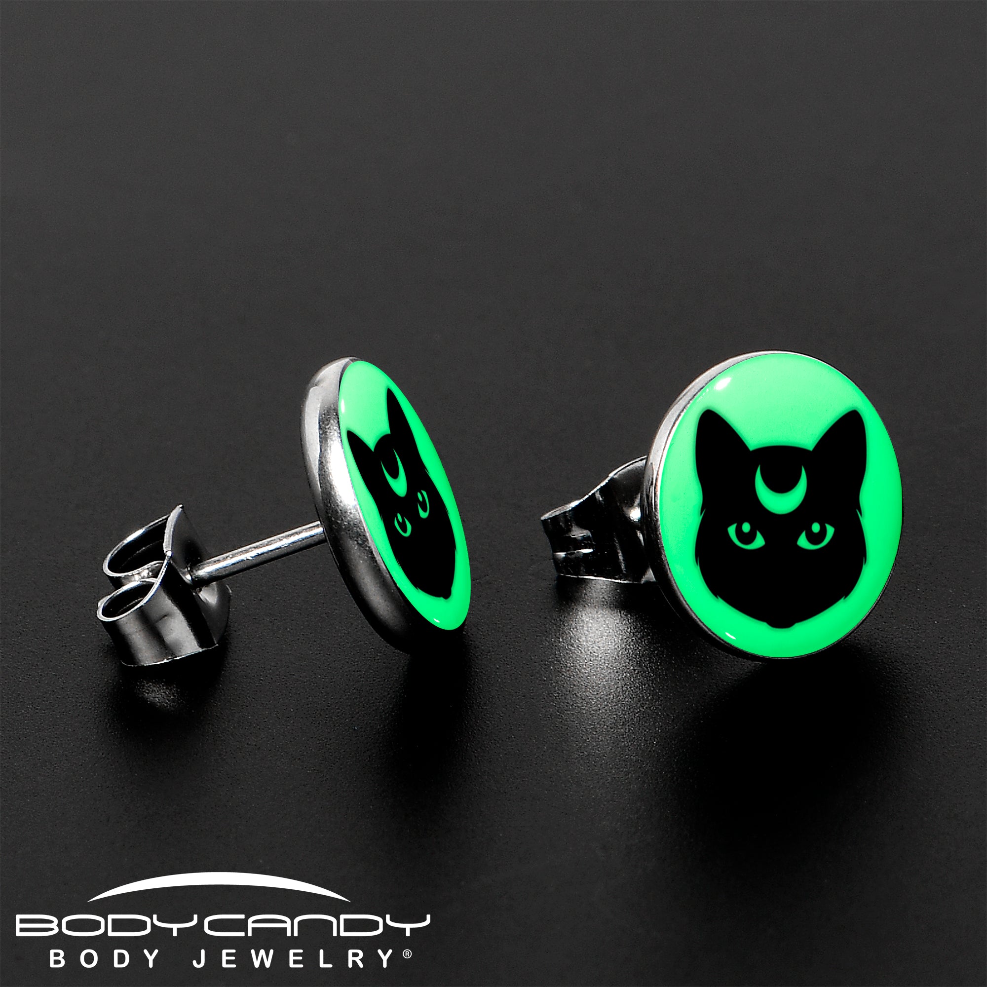 Mystic Kitty Cat Glow in the Dark Stud Earrings