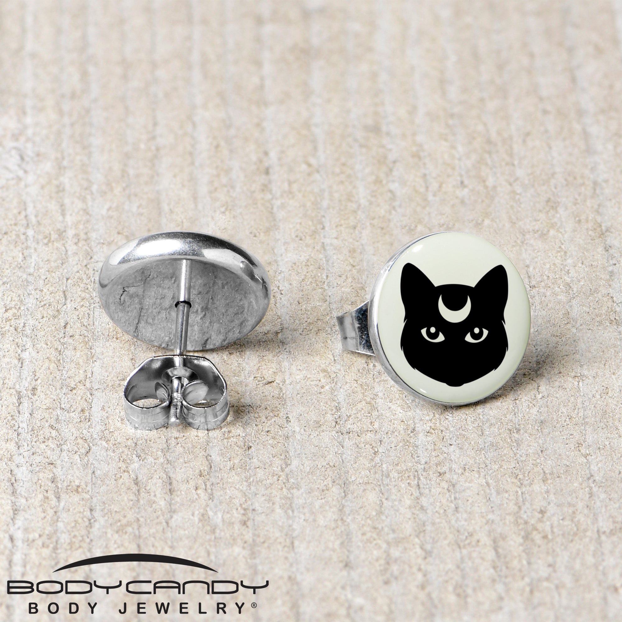 Mystic Kitty Cat Glow in the Dark Stud Earrings