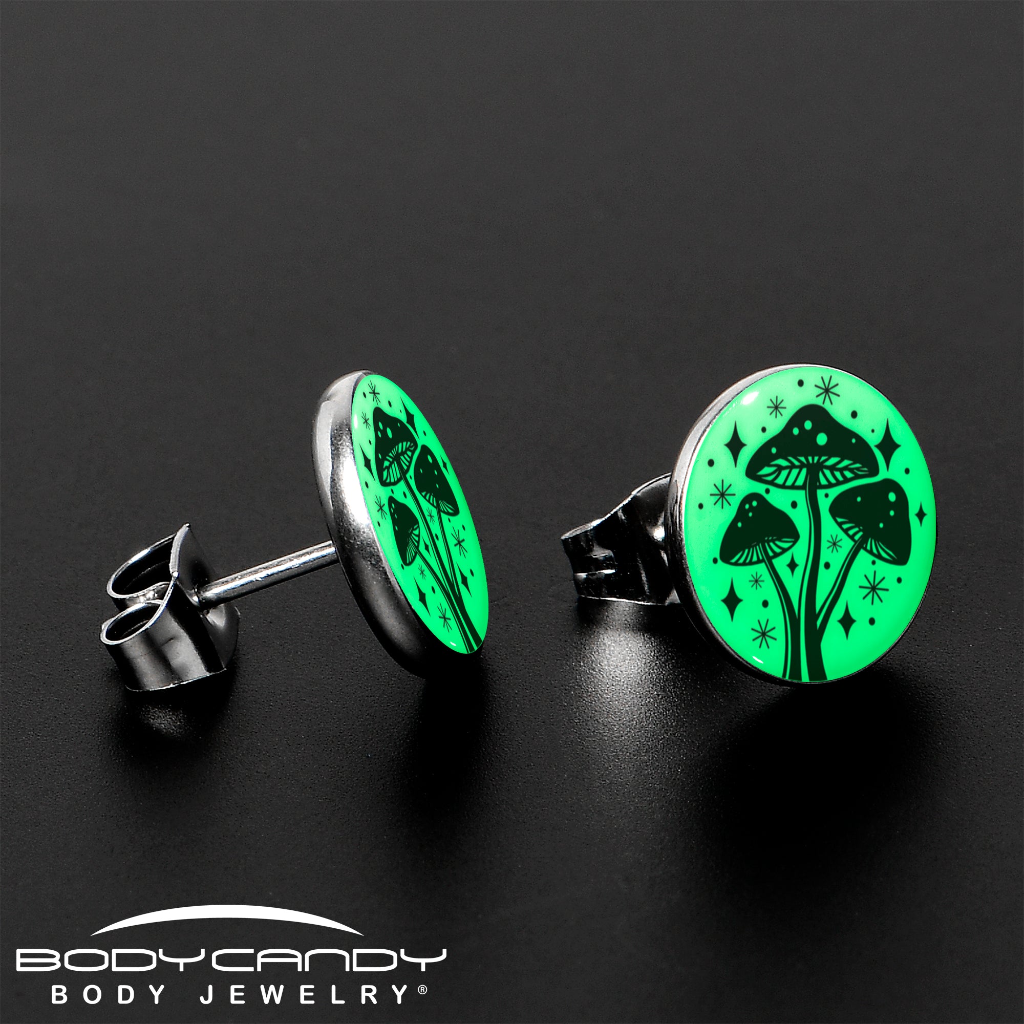 Mystic Mushroom Glow in the Dark Stud Earrings