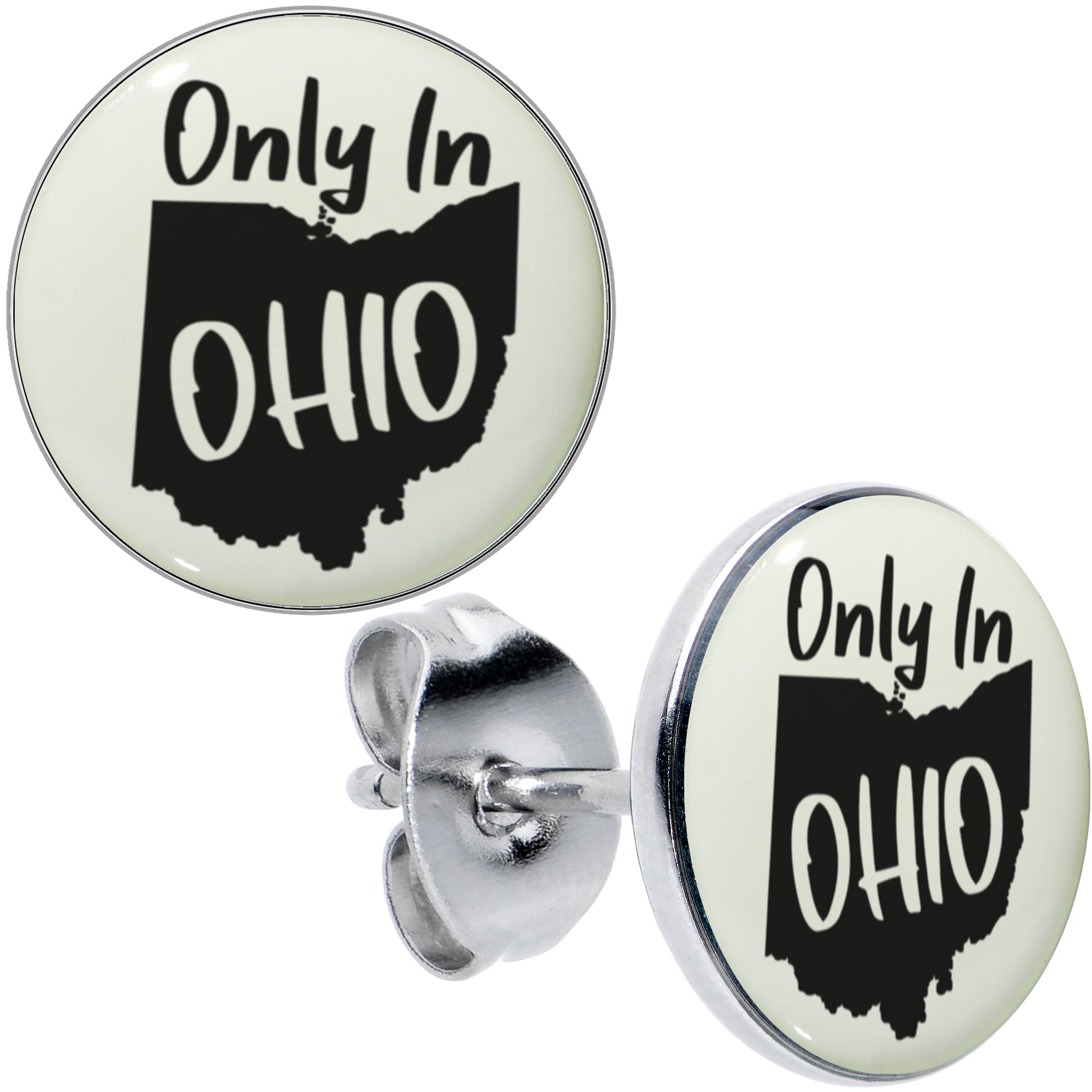 Only in Ohio Glow in the Dark Stud Earrings