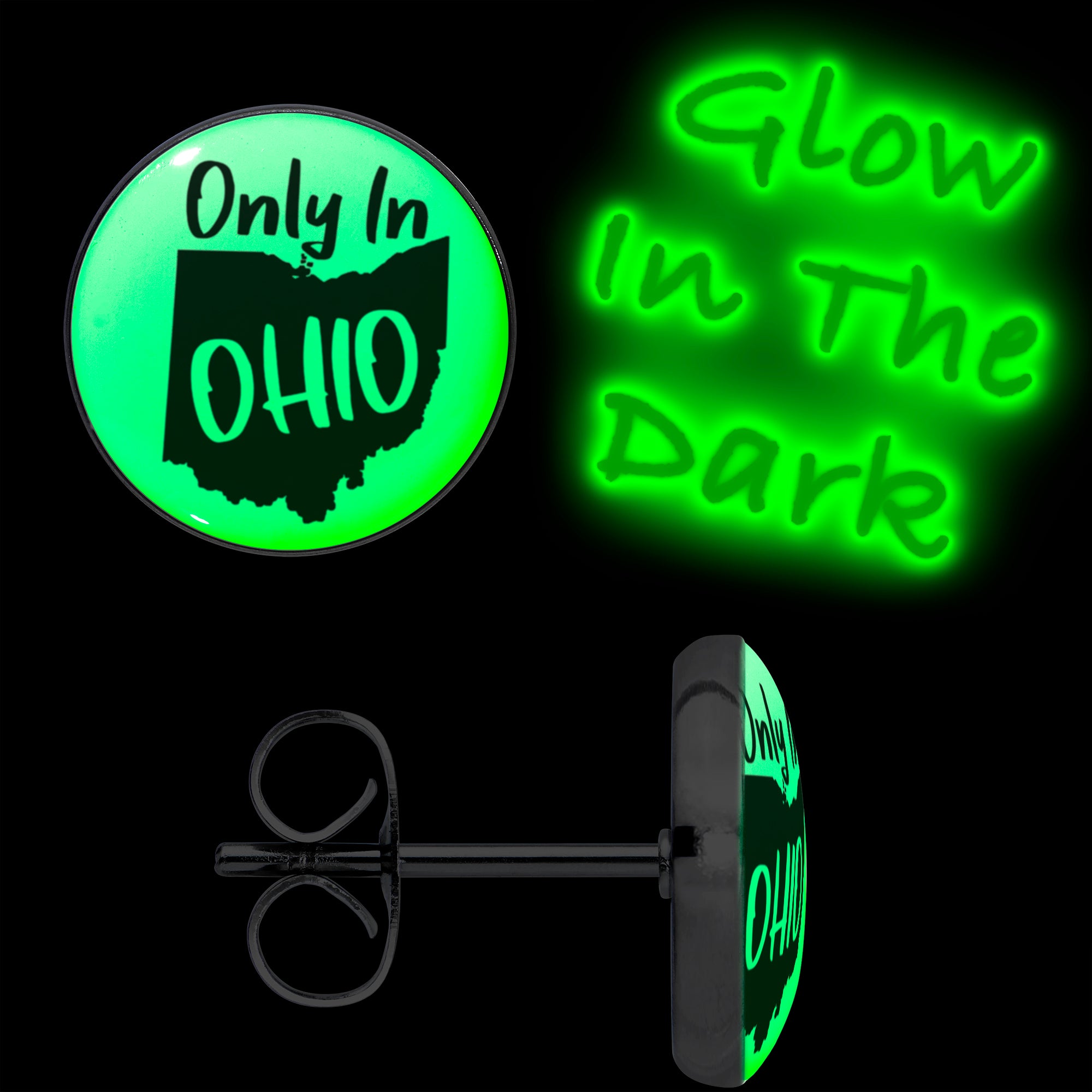 Only in Ohio Glow in the Dark Stud Earrings