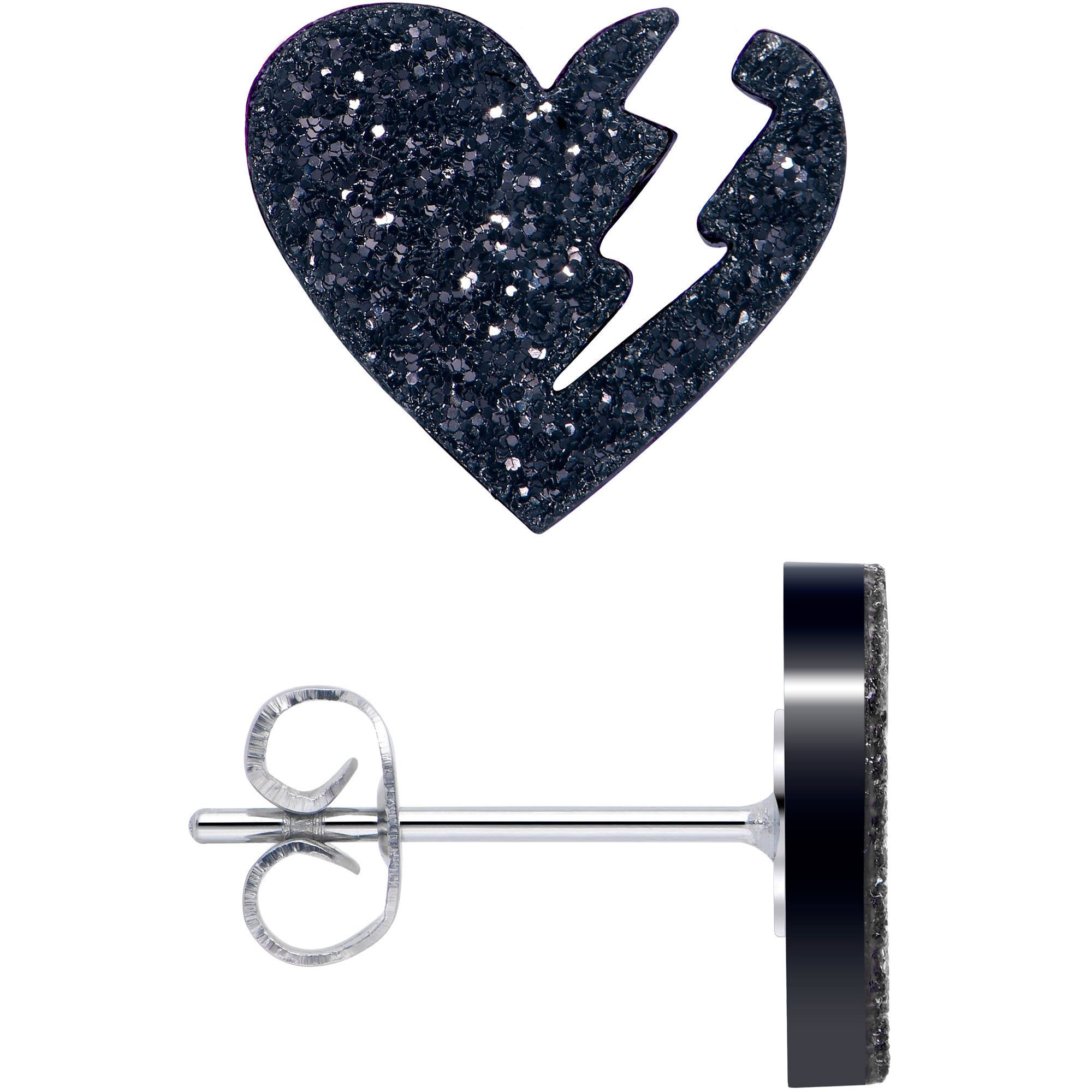 Trendy glitter heartbreaker broken heart earrings