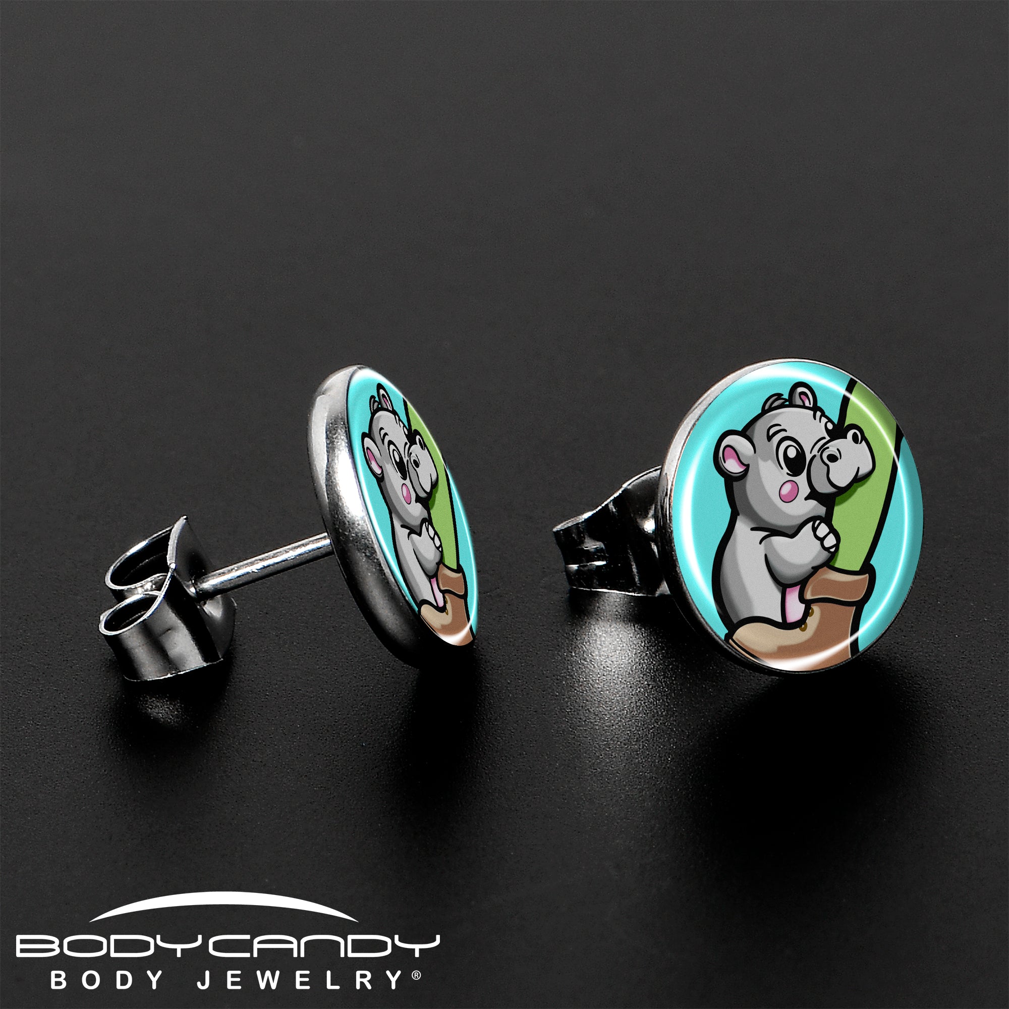 Adorable hypoallergenic baby hippo stud earrings