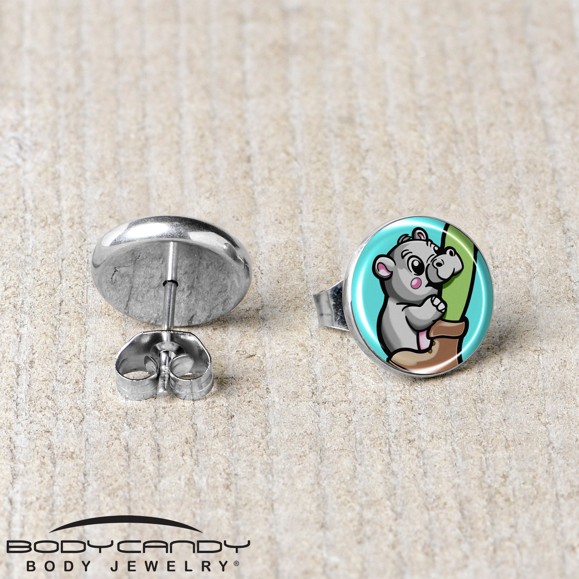 Fun baby hippo stud earrings, perfect for gifting