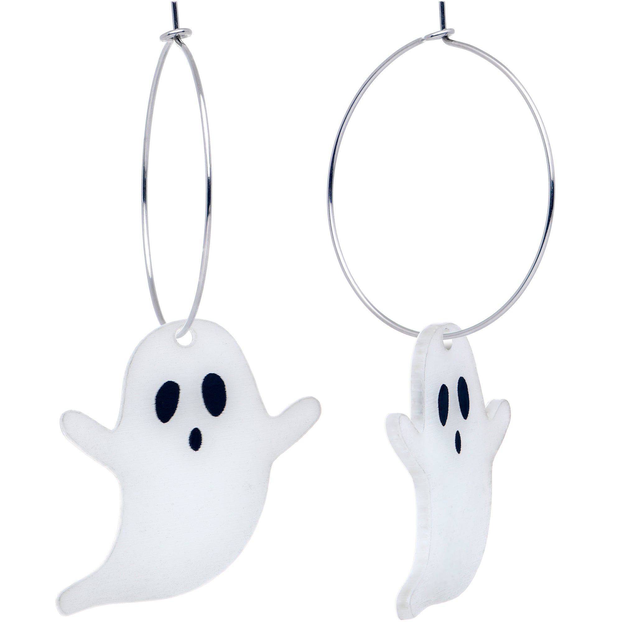 Spooky Ghost Earrings - Hypoallergenic Acrylic Hoops