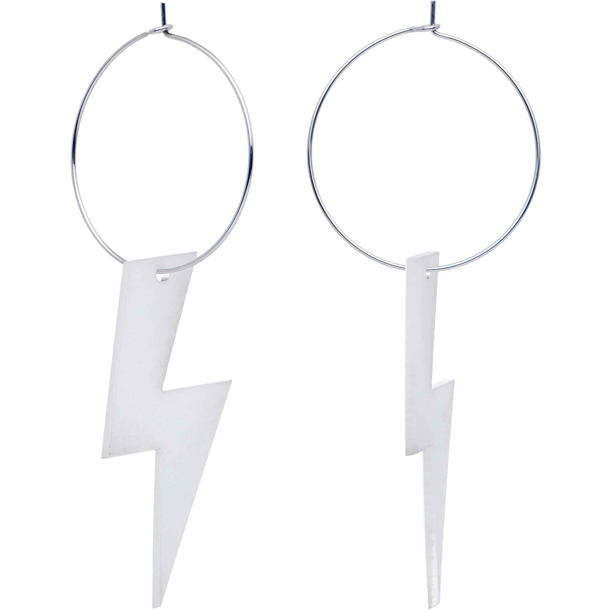 Hypoallergenic acrylic hoop earrings with glowing lightning bolt design