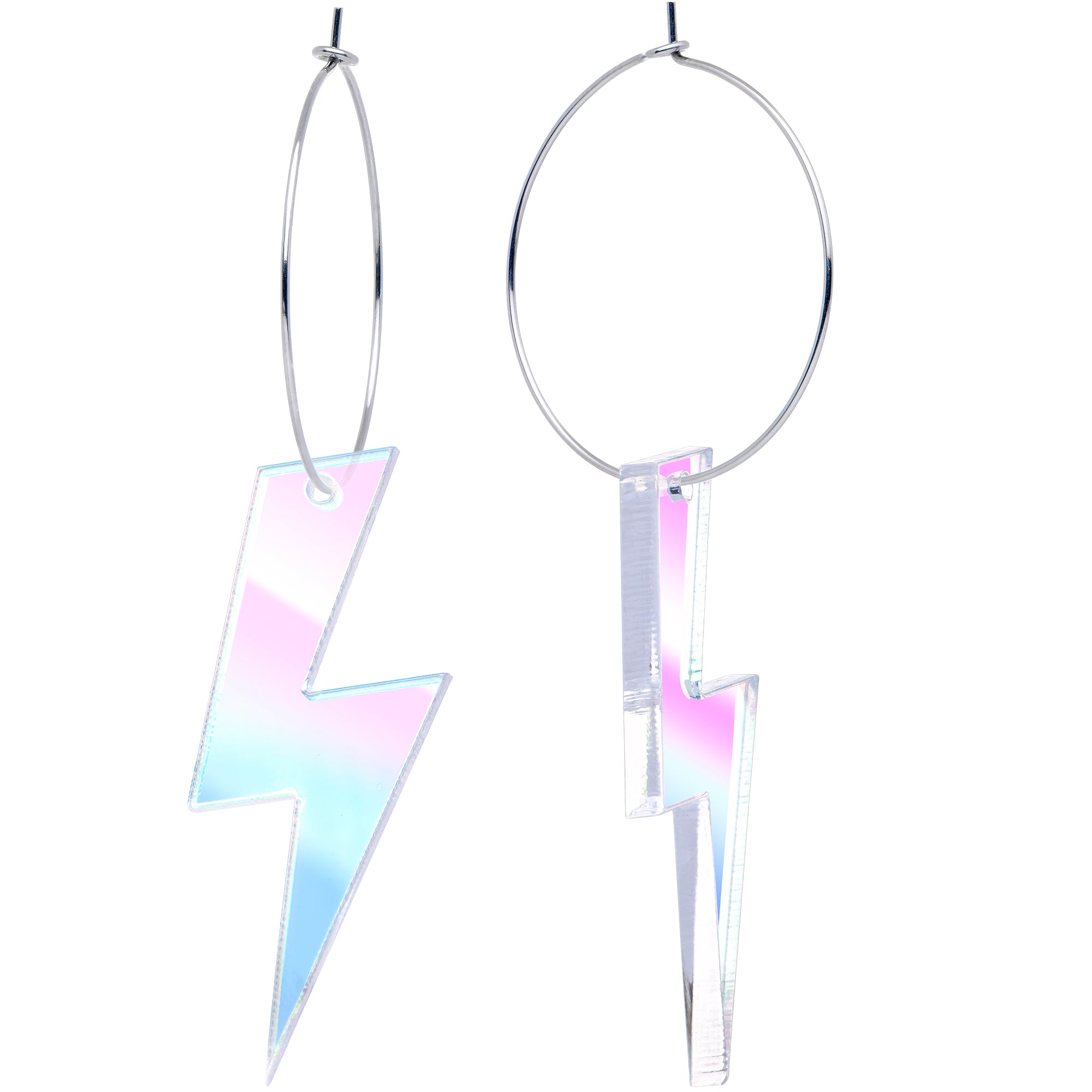 Lightning bolt hoop earrings made of acrylic