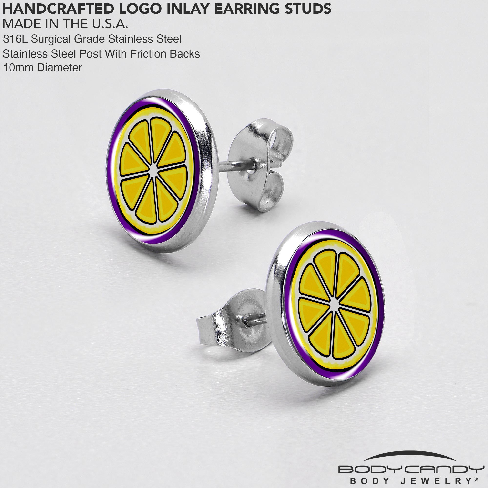 Yellow Slice of Lemon Stud Earrings