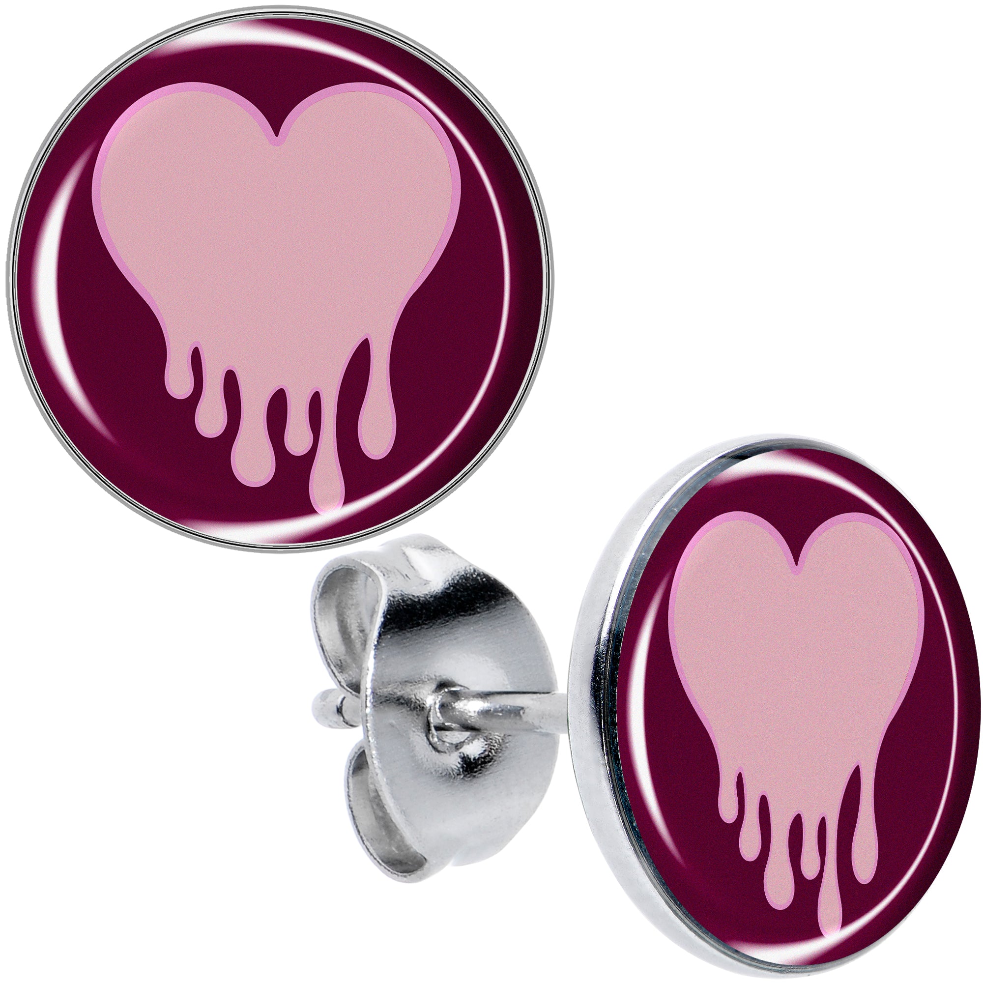 Pinkish Melting Heart Stud Earrings