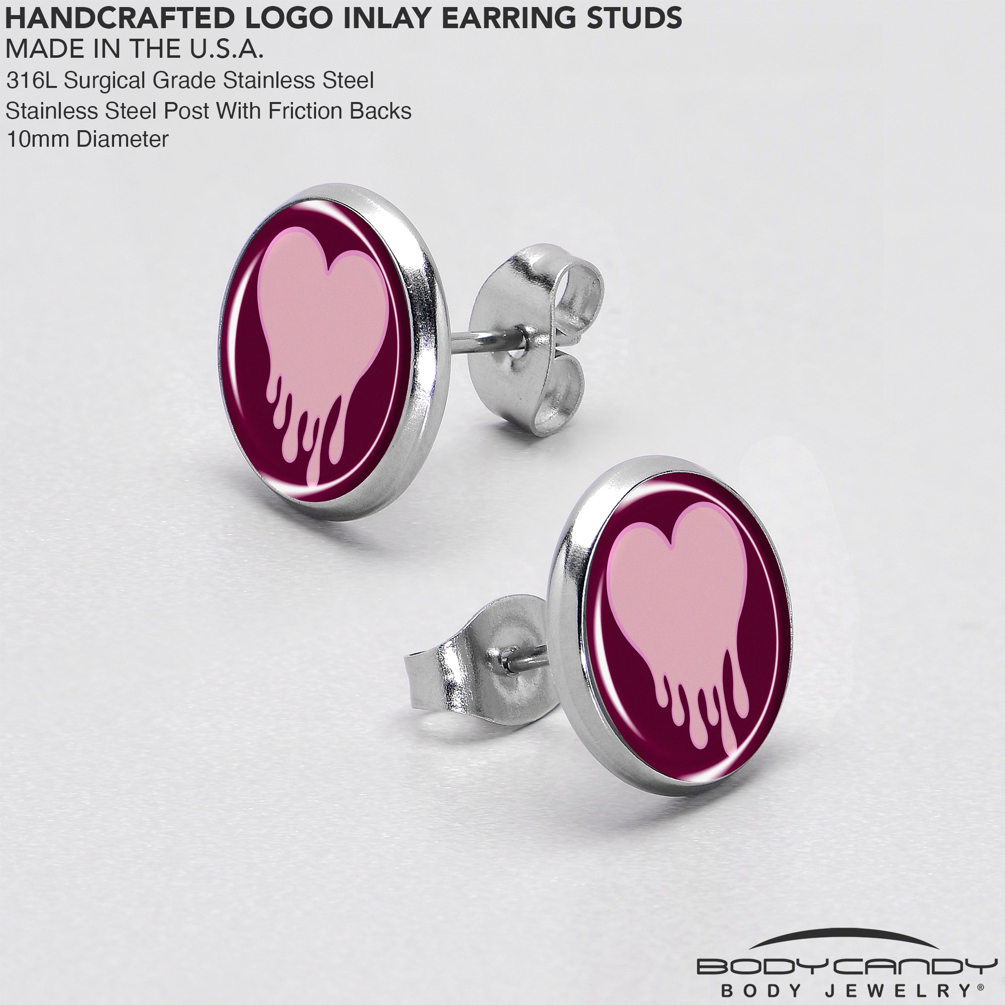 Pinkish Melting Heart Stud Earrings