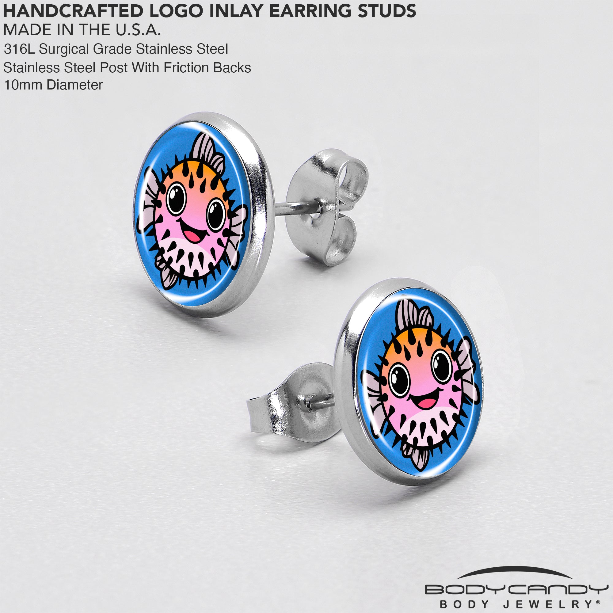 Adorable pink pufferfish earrings for ocean lovers