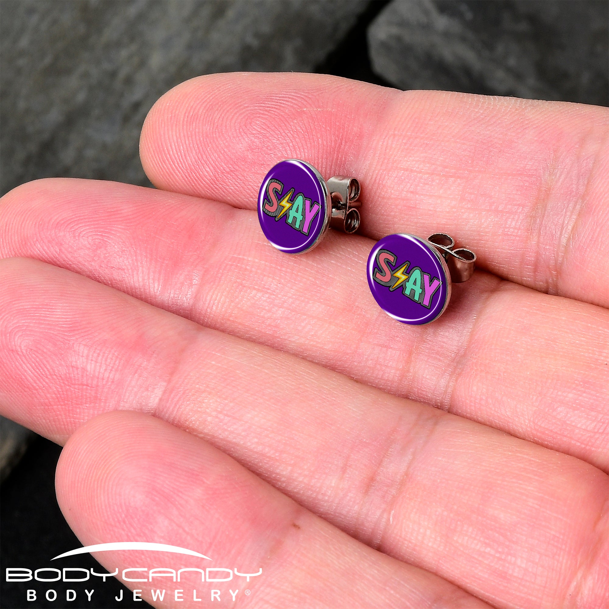 Colorful Lighting SLAY Stud Earrings