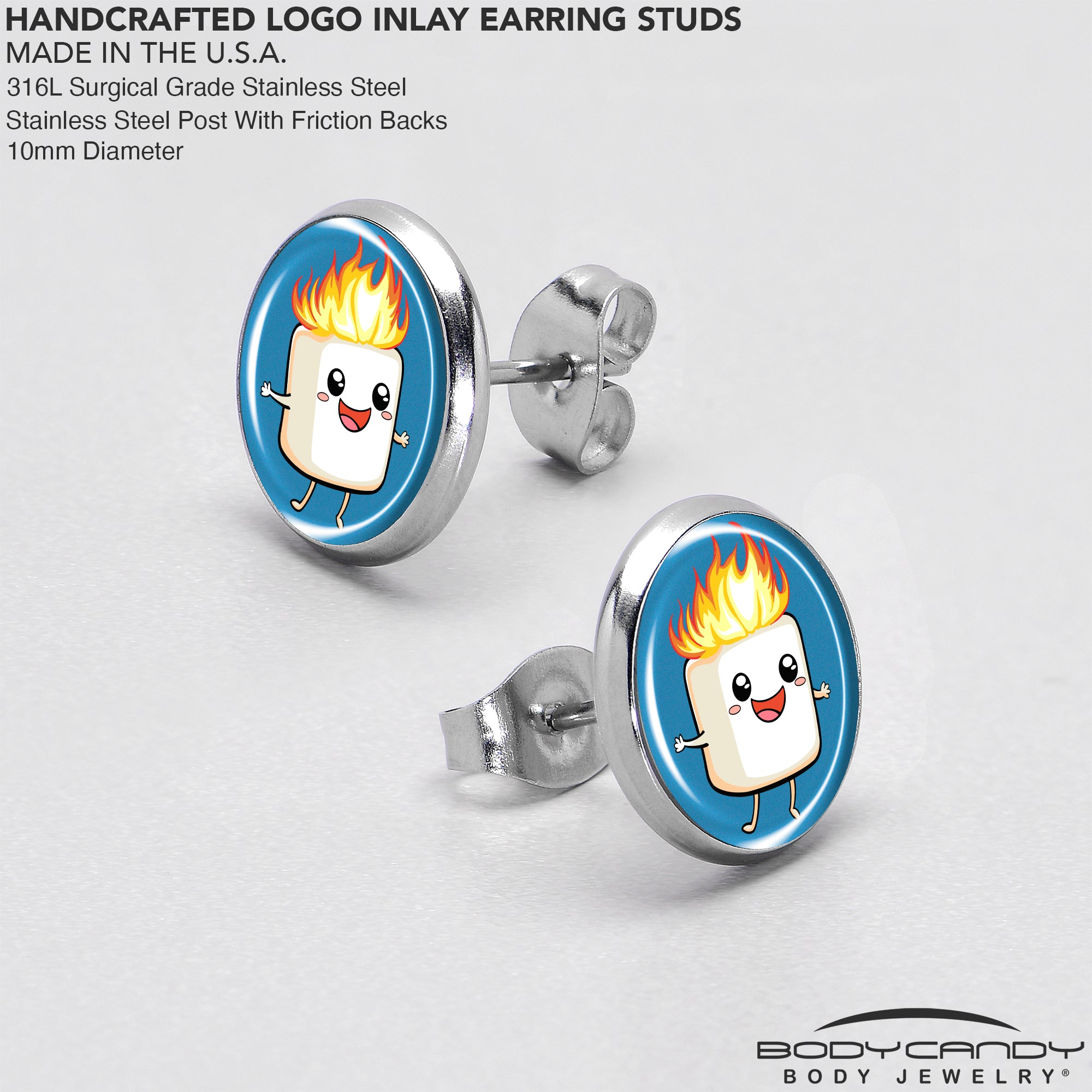 Adorable burning marshmallow stud earrings for casual wear