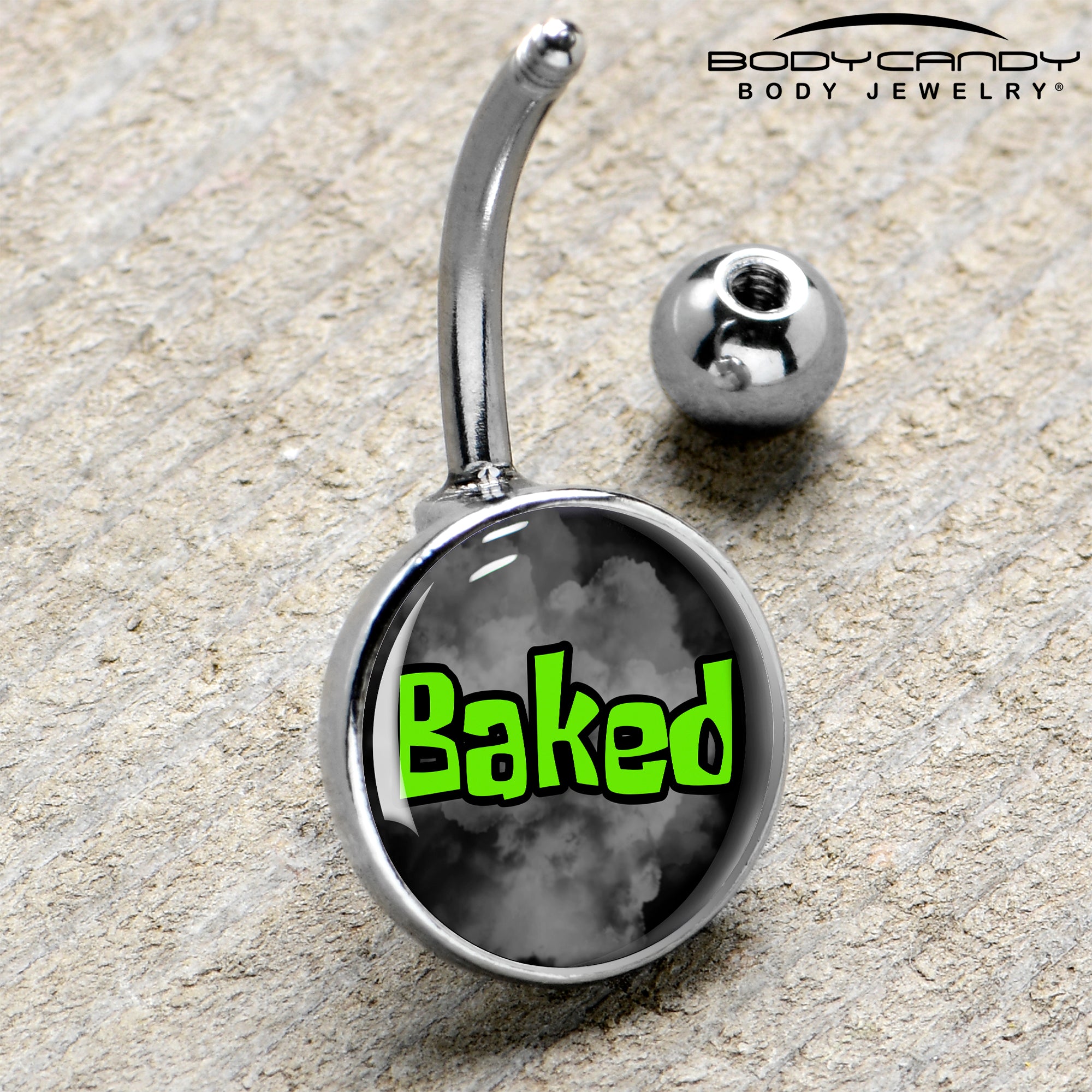 Stylish Logo Baked Stoner Belly Ring for Cannabis Enthusiasts