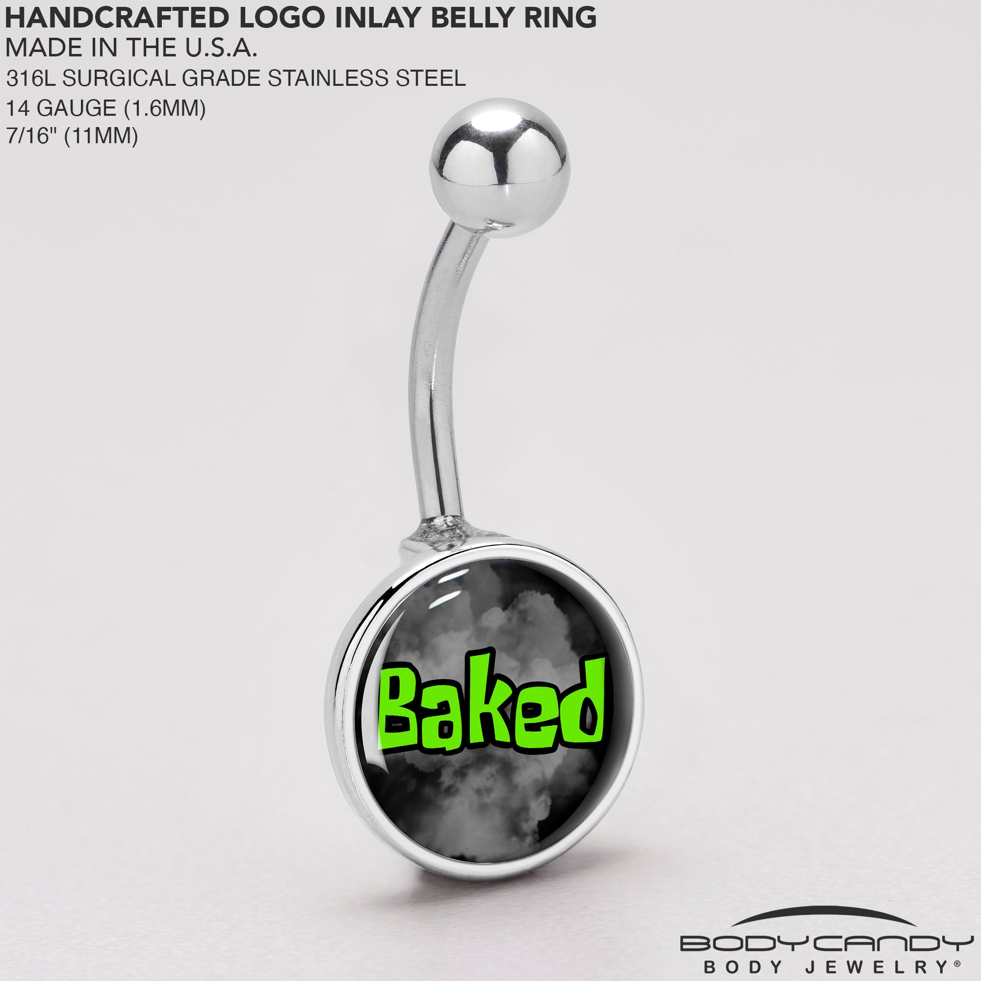 Belly Ring Featuring Logo and Stoner Vibe with Marijuana Leaf