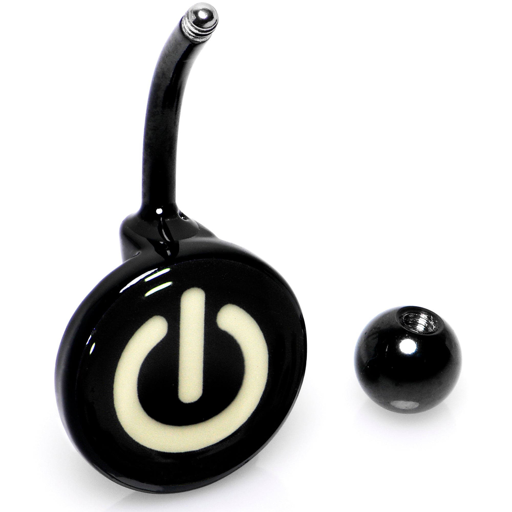 Glow in the Dark Titanium Power Button Belly Ring