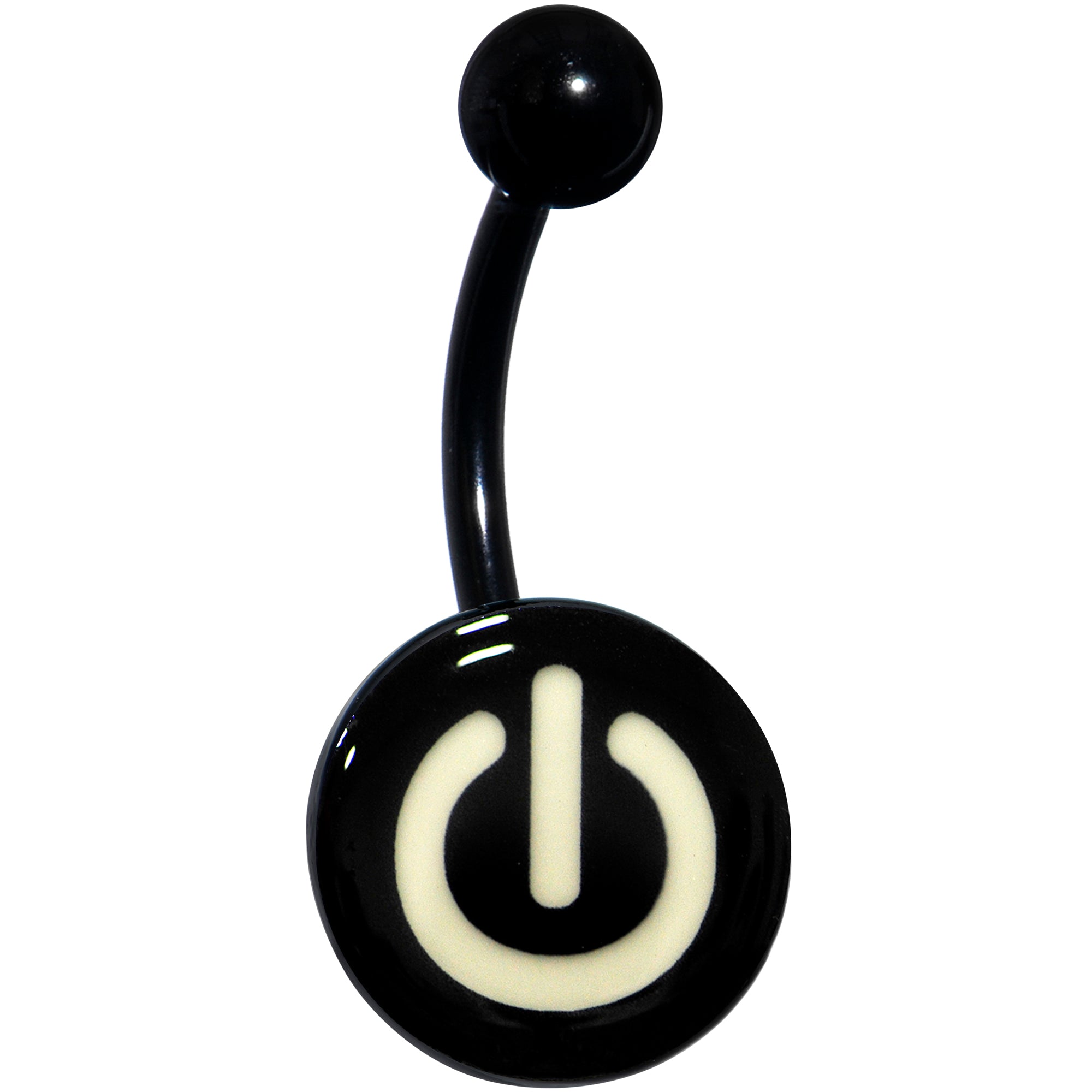 Glow in the Dark Titanium Power Button Belly Ring