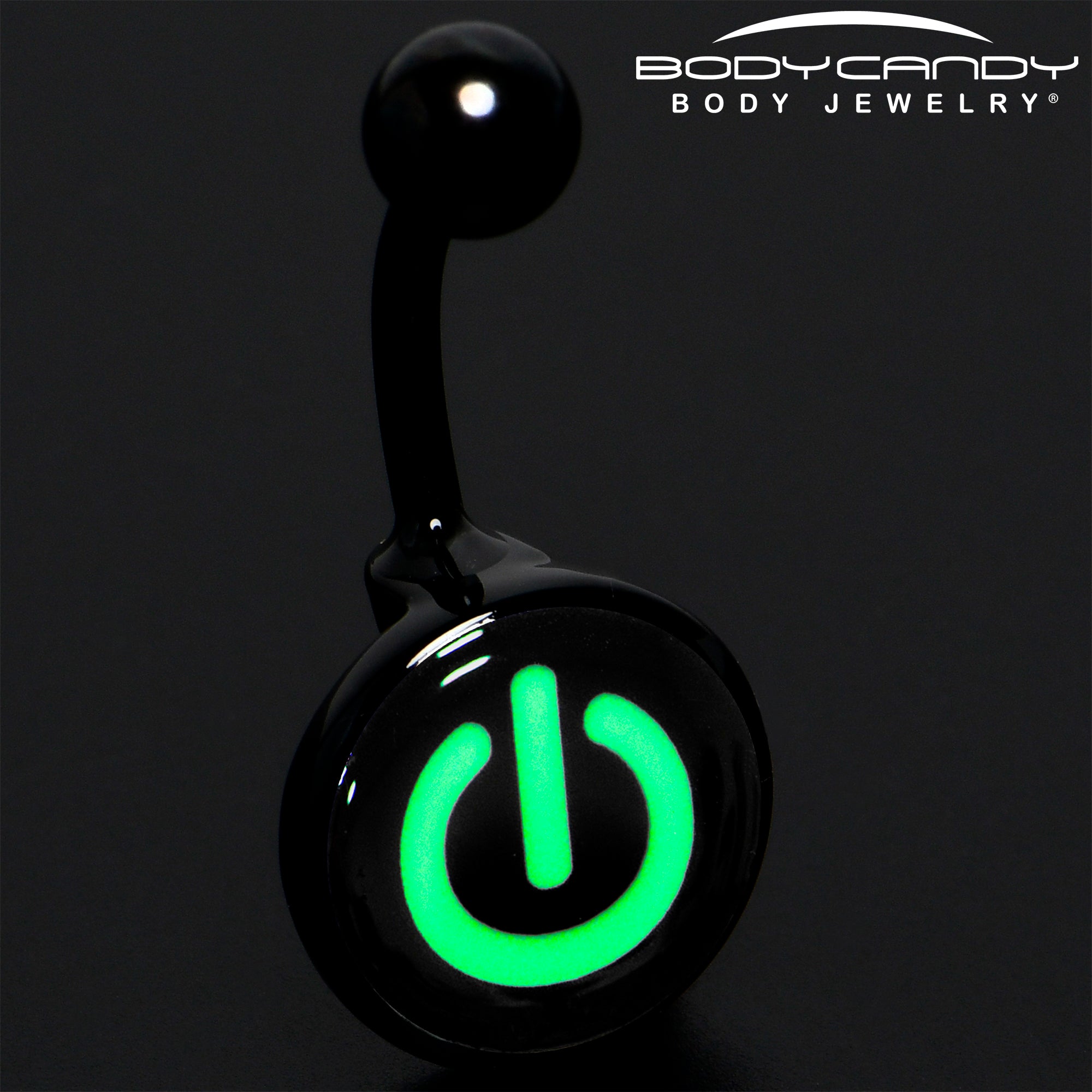 Glow in the Dark Titanium Power Button Belly Ring