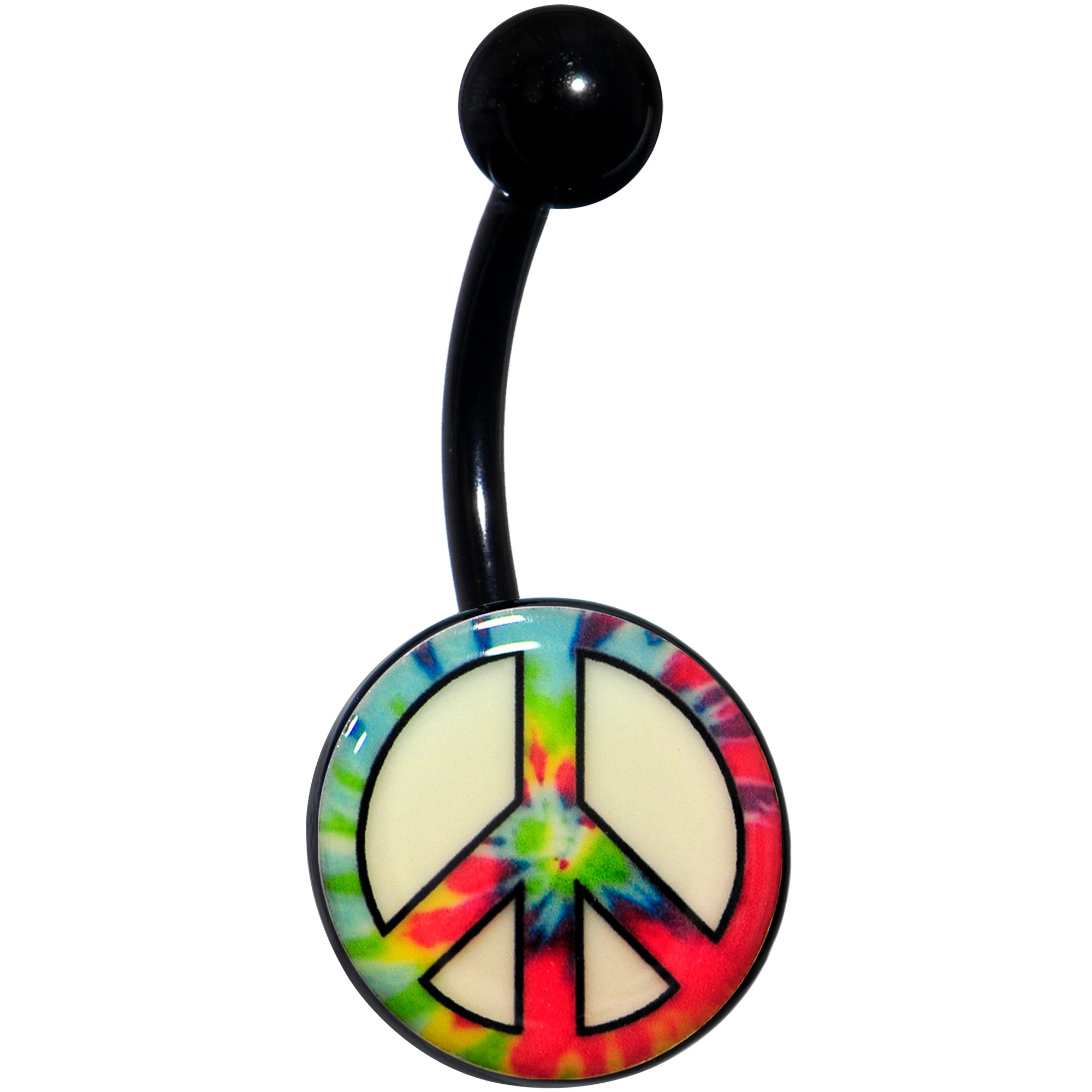 Glow in the Dark Titanium Tie Dyed Peace Sign Belly Ring