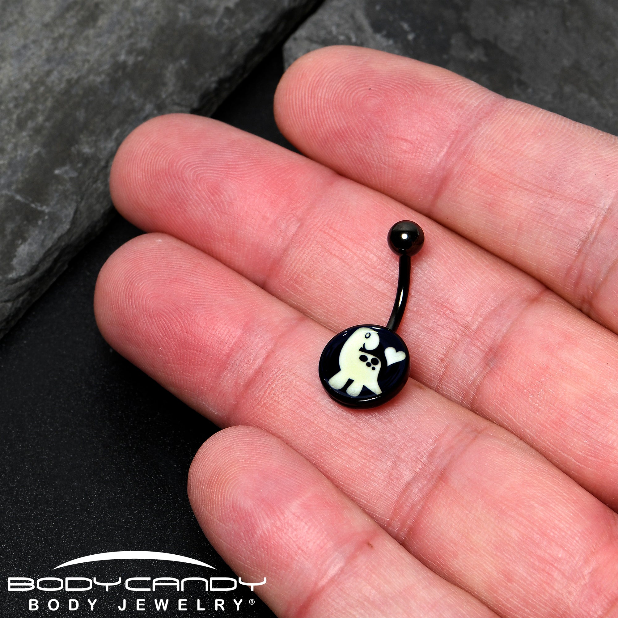 Black Glow in the Dark Cute Dinosaur Belly Ring