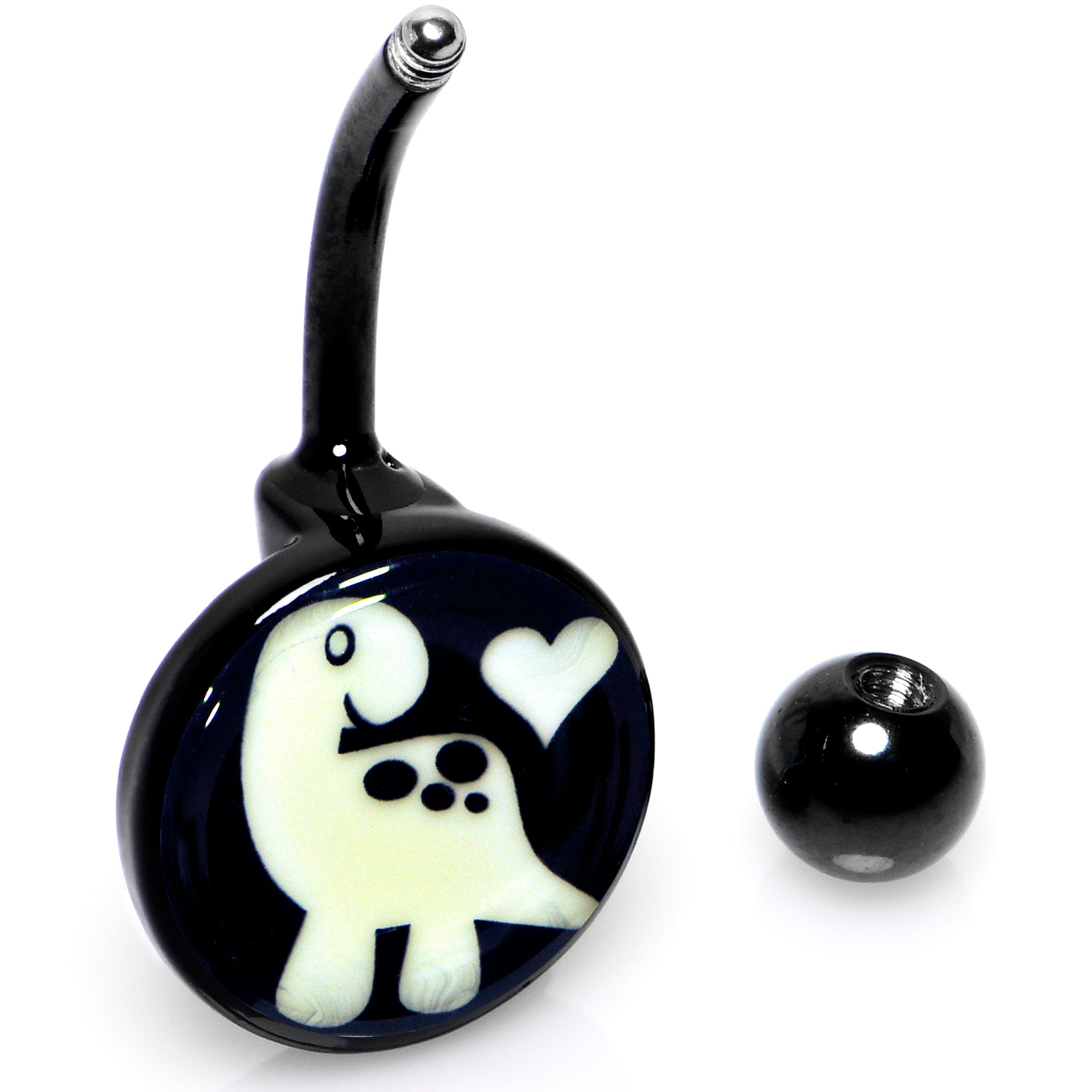 Black Glow in the Dark Cute Dinosaur Belly Ring