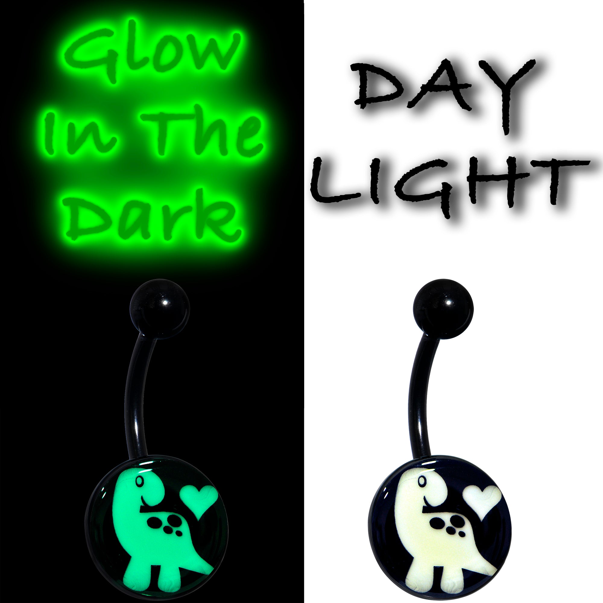 Black Glow in the Dark Cute Dinosaur Belly Ring