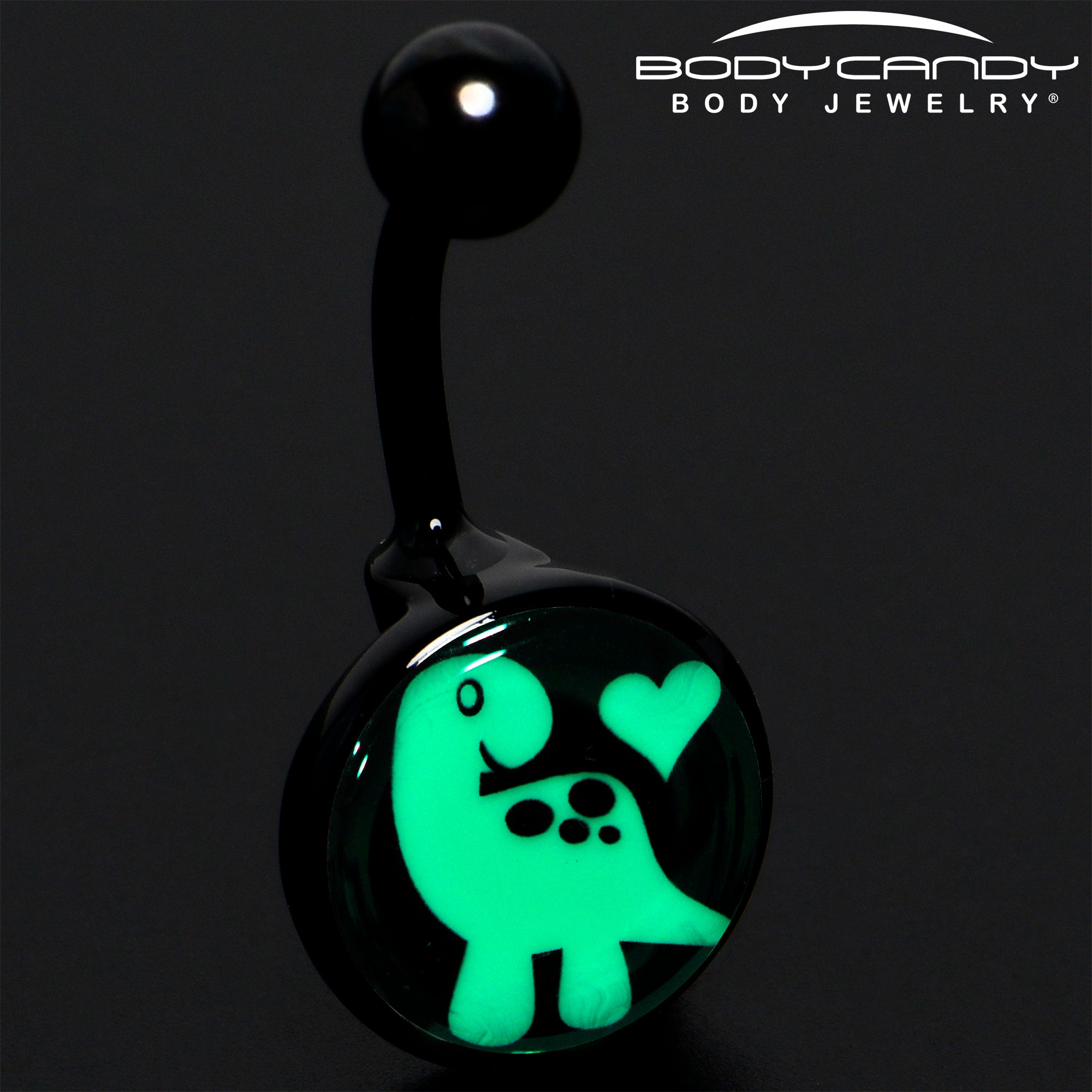 Black Glow in the Dark Cute Dinosaur Belly Ring