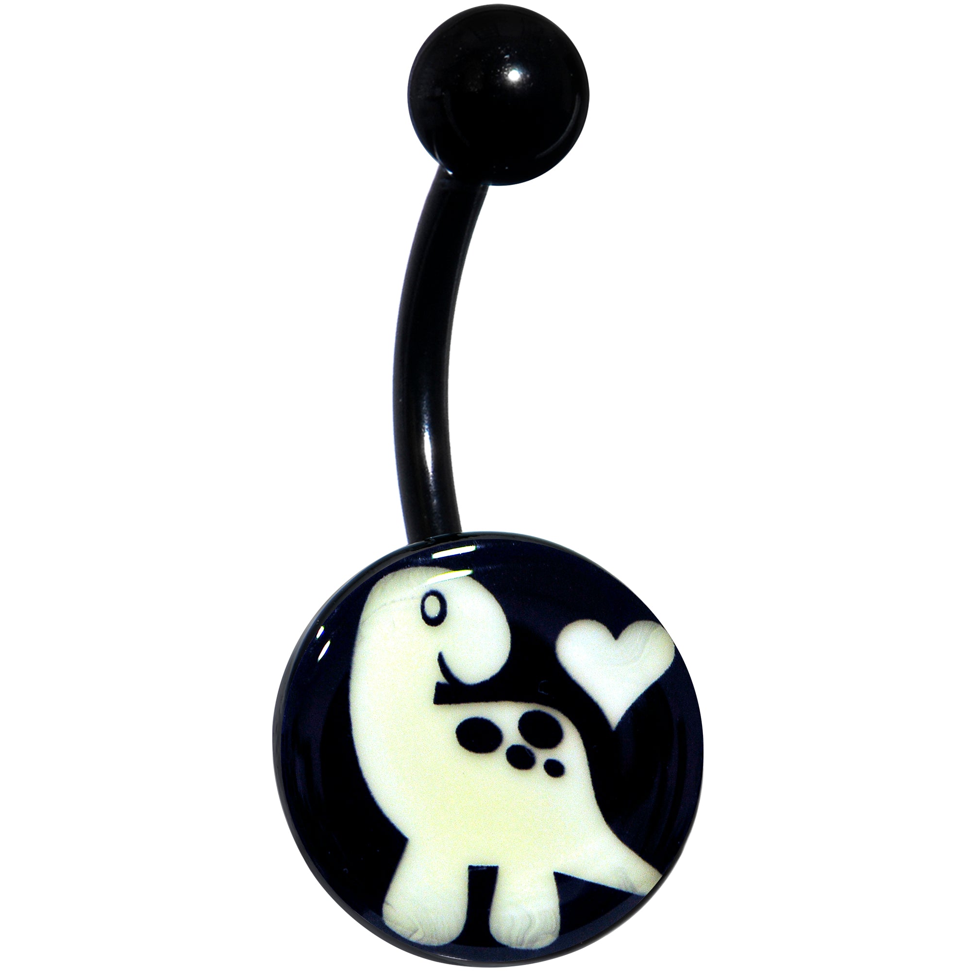 Black Glow in the Dark Cute Dinosaur Belly Ring