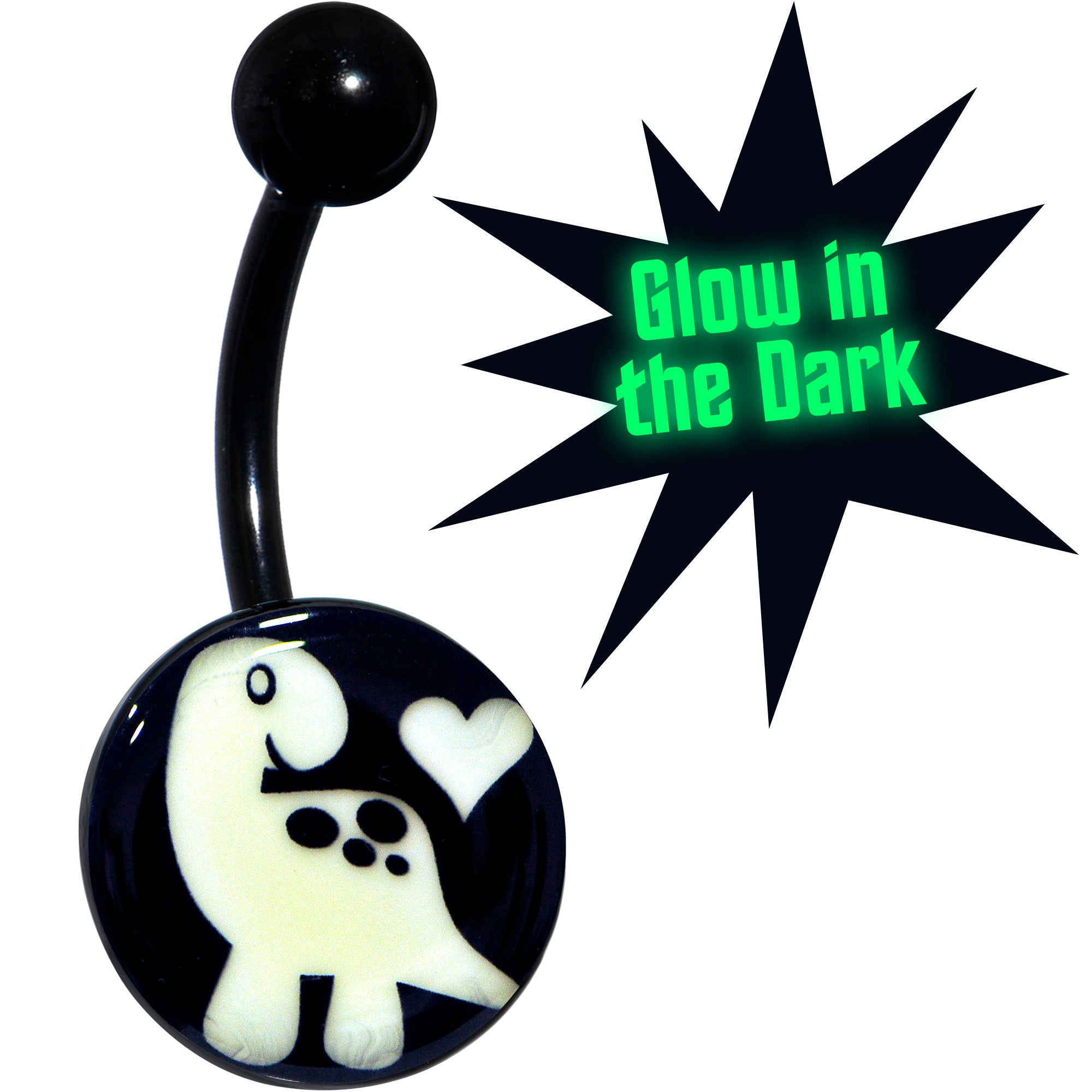 Black Glow in the Dark Cute Dinosaur Belly Ring