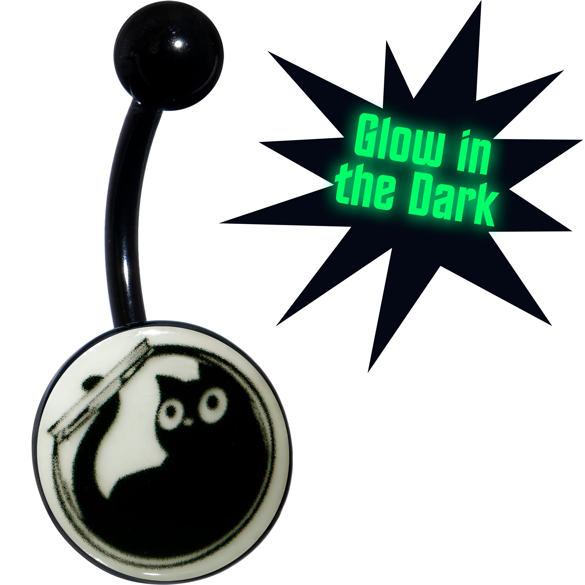 Glow in the Dark Fishbowl Kitty Cat Belly Ring