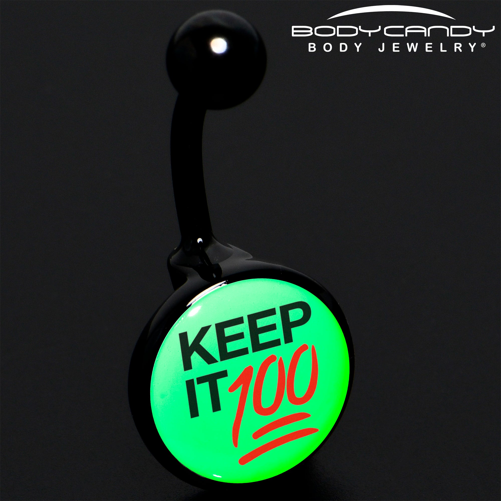 Glow in the Dark Black Keep it 100 Belly Ring