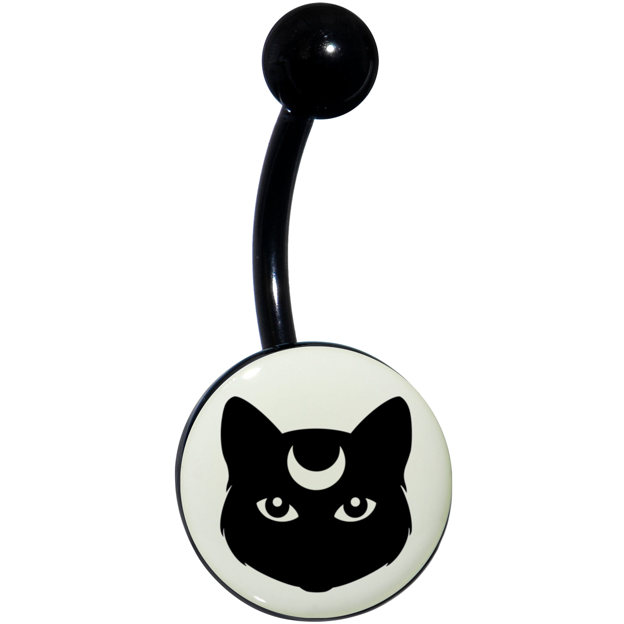 Glow in the Dark Mystic Kitty Cat Belly Ring