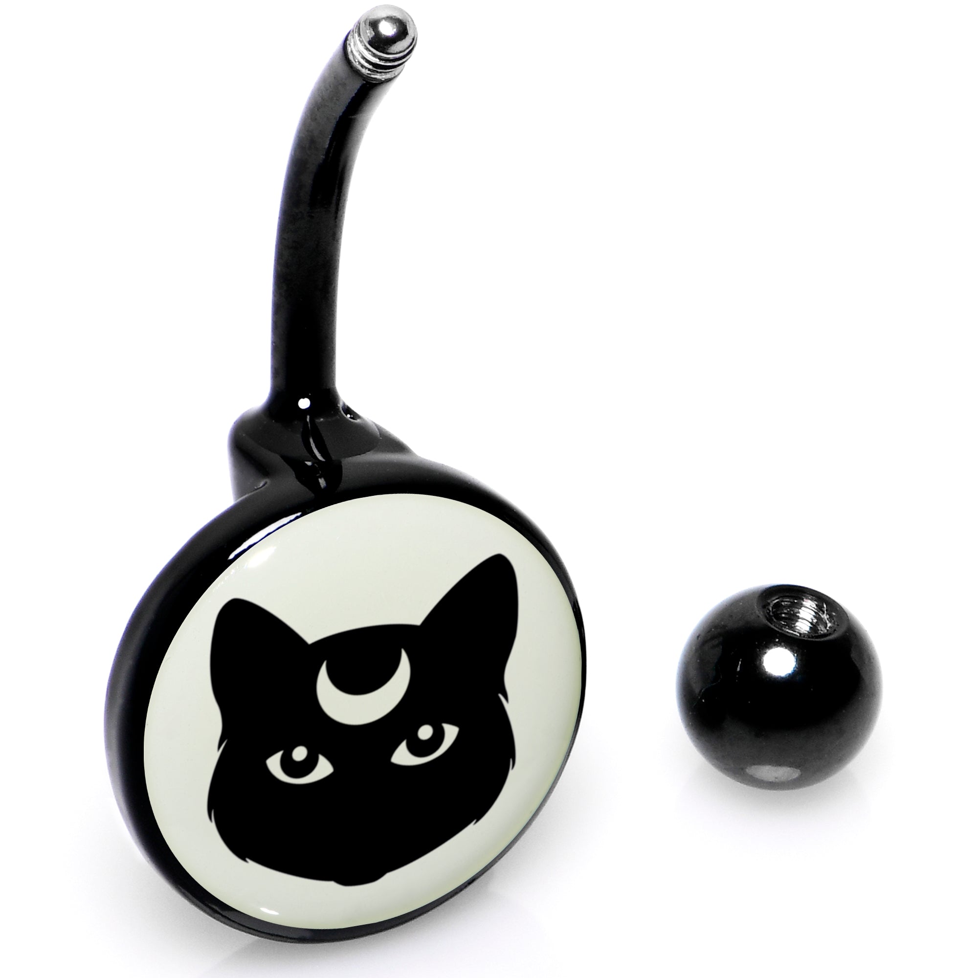 Glow in the Dark Mystic Kitty Cat Belly Ring