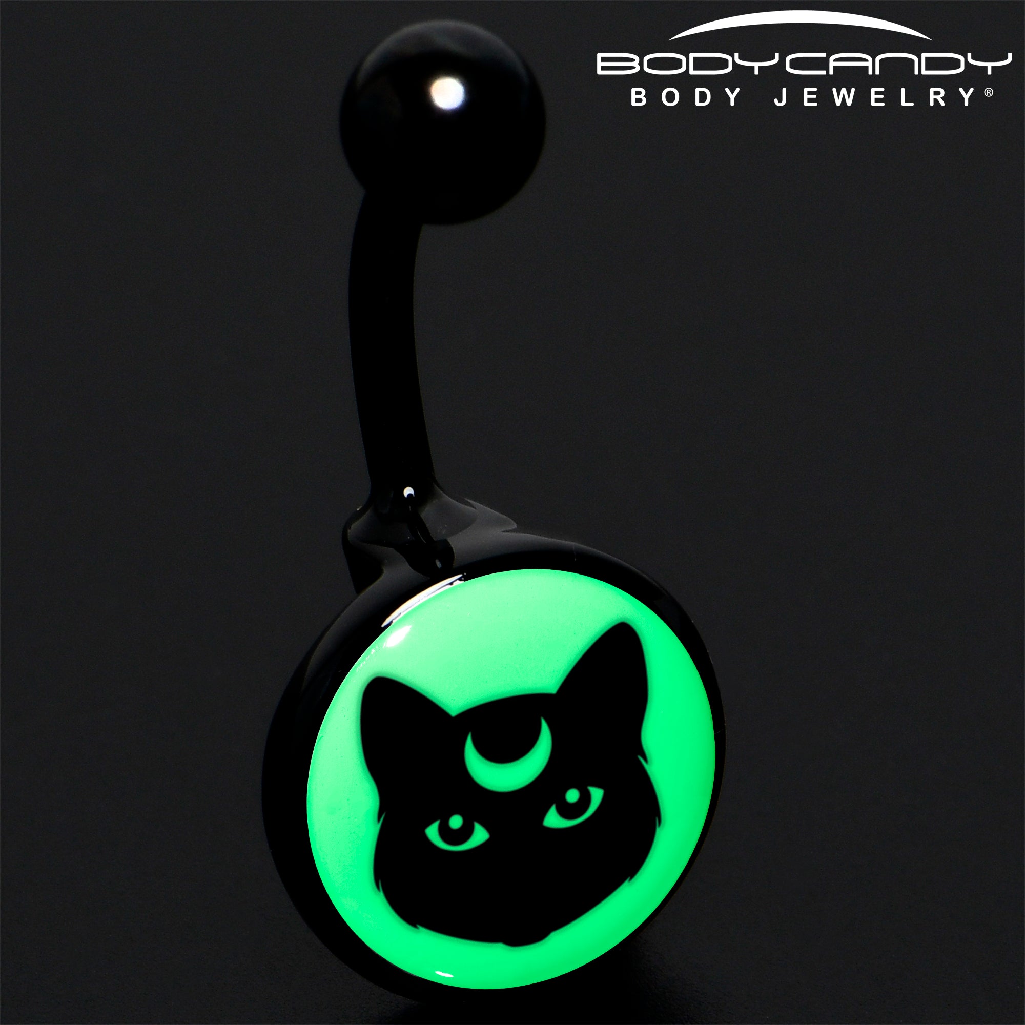 Glow in the Dark Mystic Kitty Cat Belly Ring