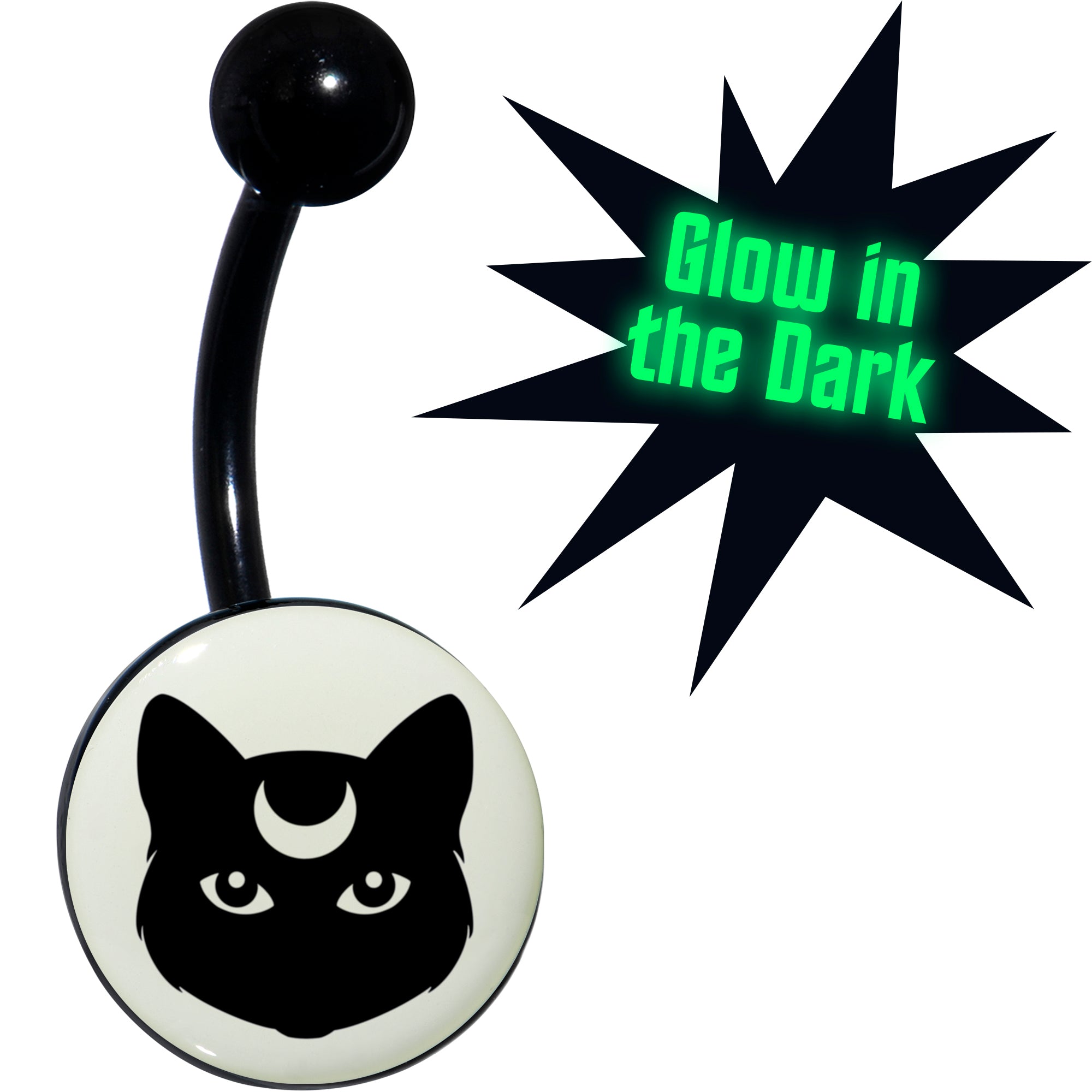 Glow in the Dark Mystic Kitty Cat Belly Ring