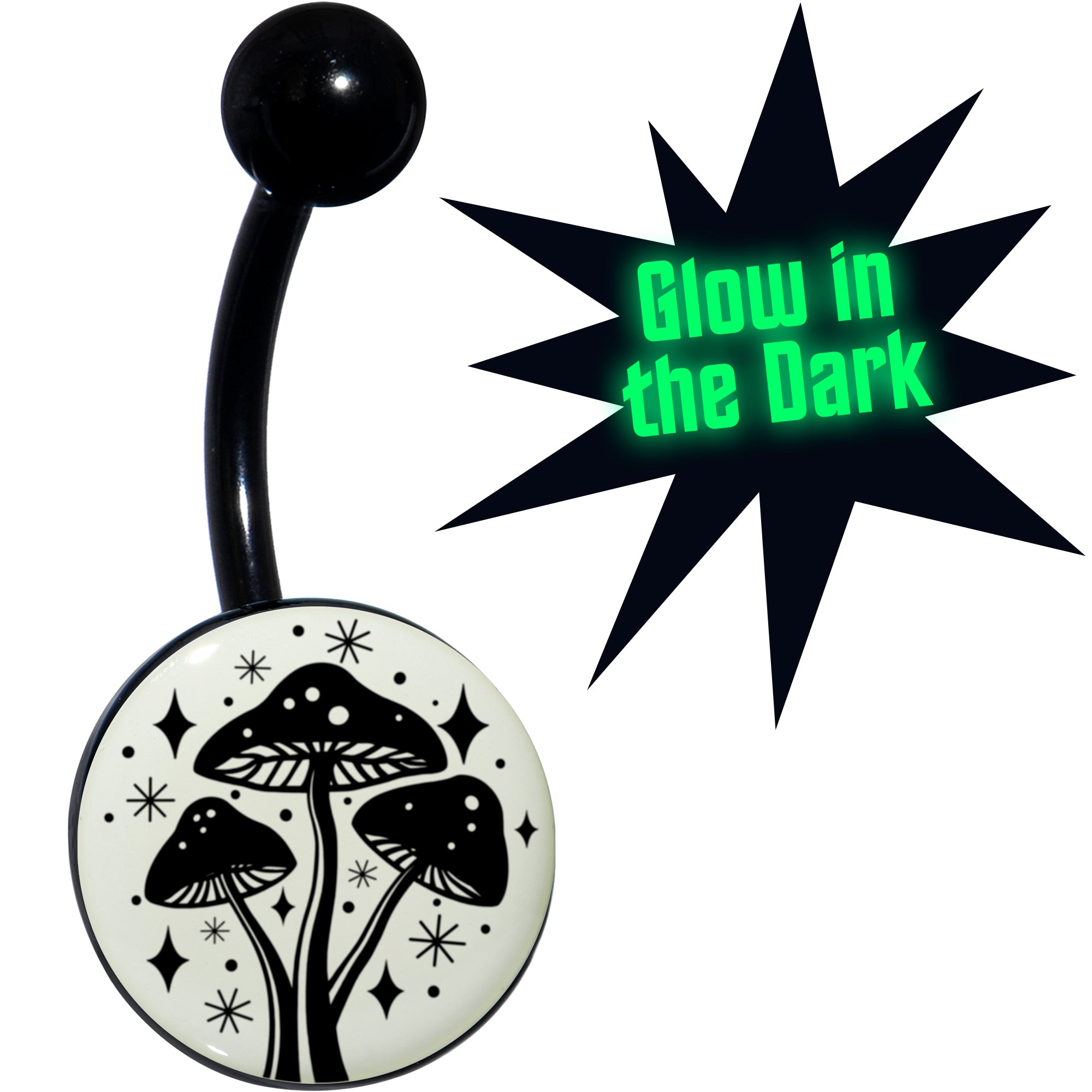 Glow in the Dark Mystic Mushroom Belly Ring