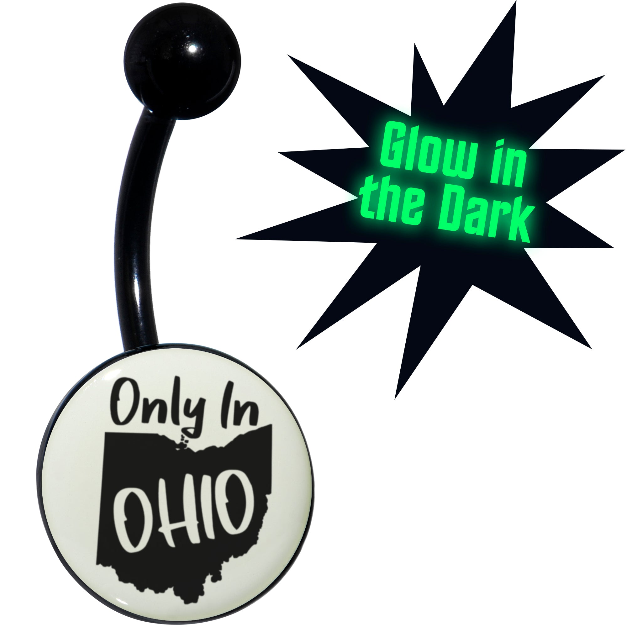 Glow in the Dark Black Only in Ohio Belly Ring