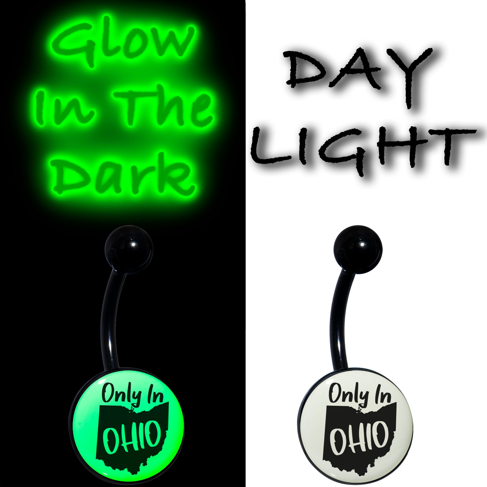 Glow in the Dark Black Only in Ohio Belly Ring